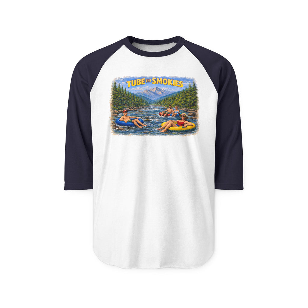 Tubing the Smokies Raglan Shirt — Scenic River Tube Graphic 3/4 Sleeve