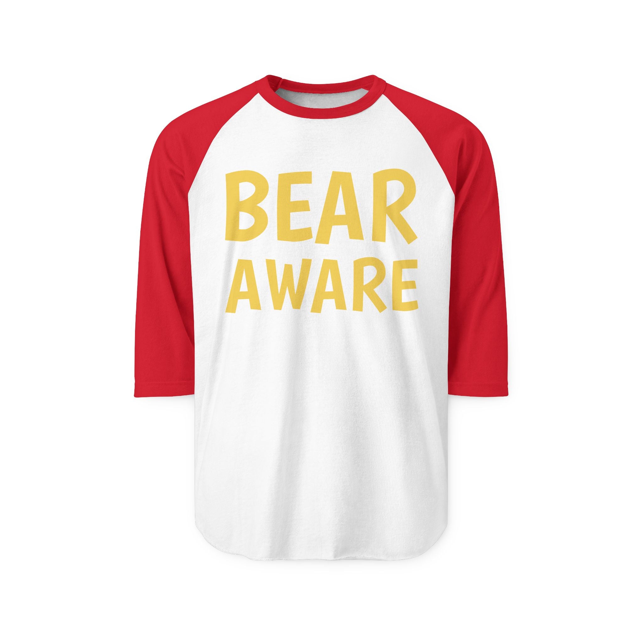 Bear Aware Raglan Shirt — "Always Be Bear Aware" 3/4 Sleeve Baseball Tee
