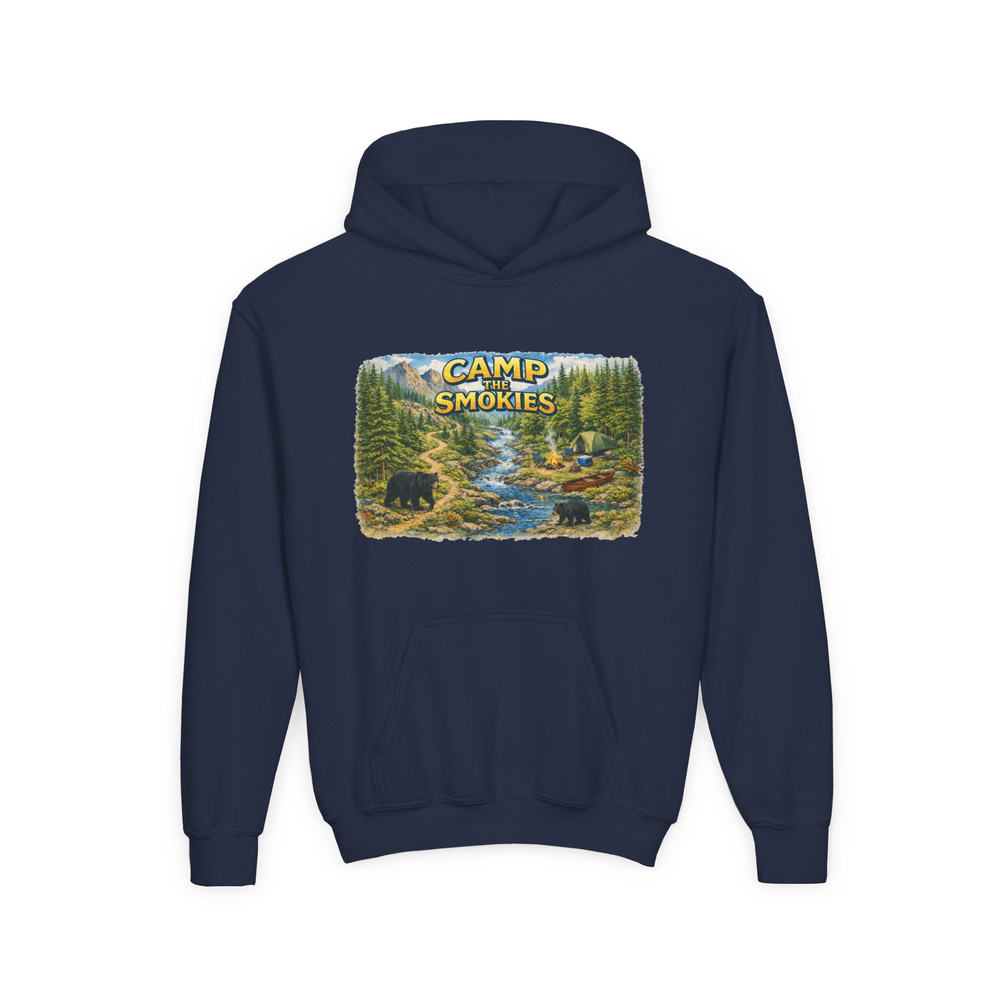 Camp Smokies Youth Hoodie — Outdoor Camping Graphic Sweatshirt