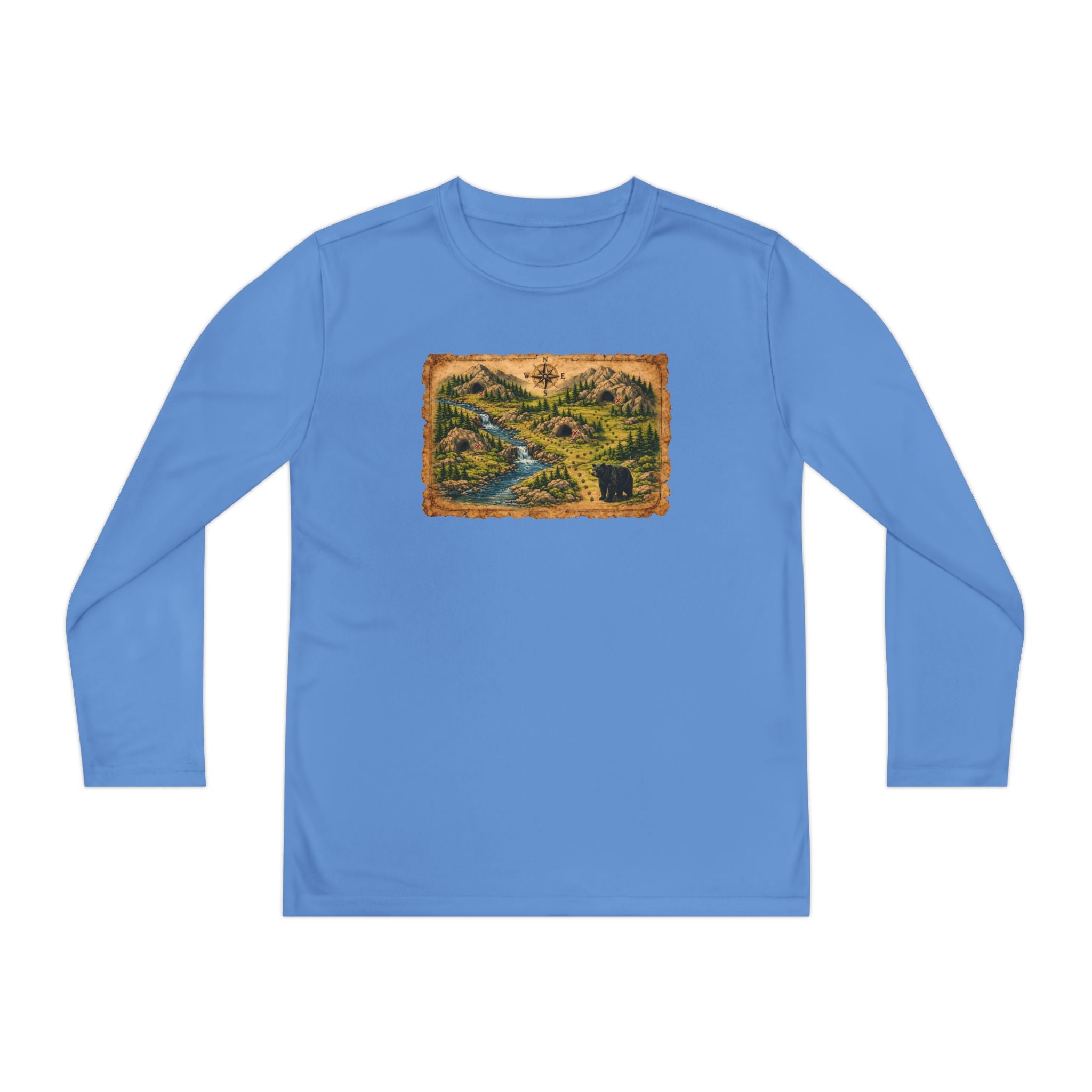 Youth Long Sleeve Tee — Bear Cave Treasure Map
