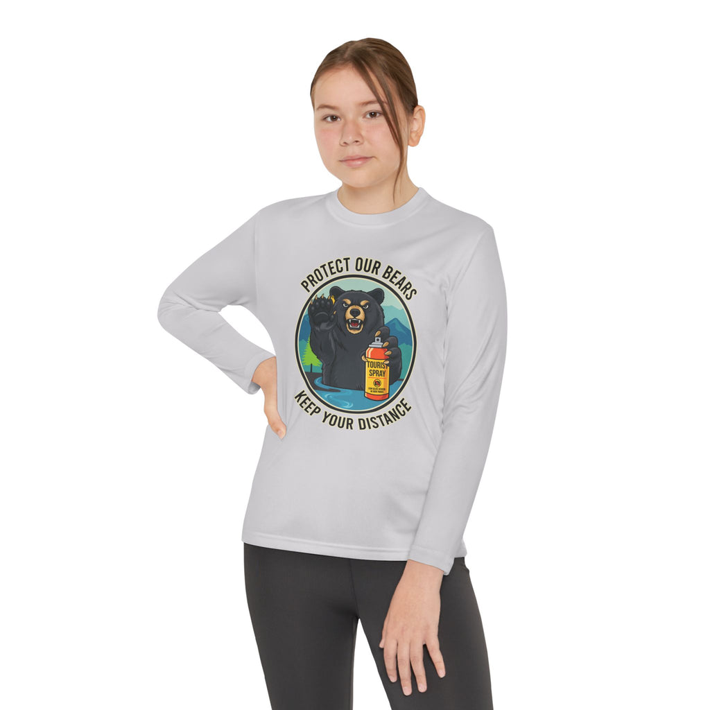 Youth Long Sleeve Tee — "Protect Our Bears, Keep Your Distance" Wildlife Conservation Shirt