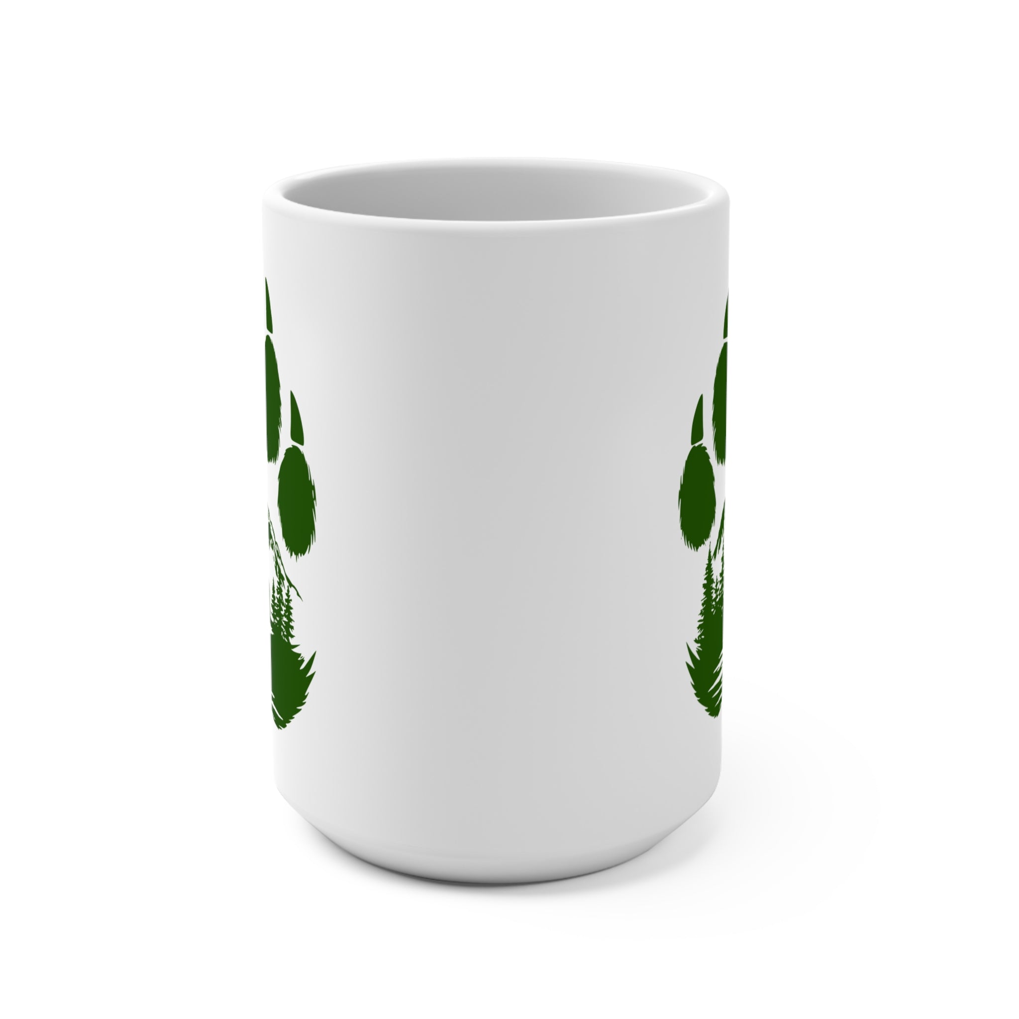 Bear Paw Mountain Scene mug | Wilderness Bear Silhouette, 15oz Ceramic Mug