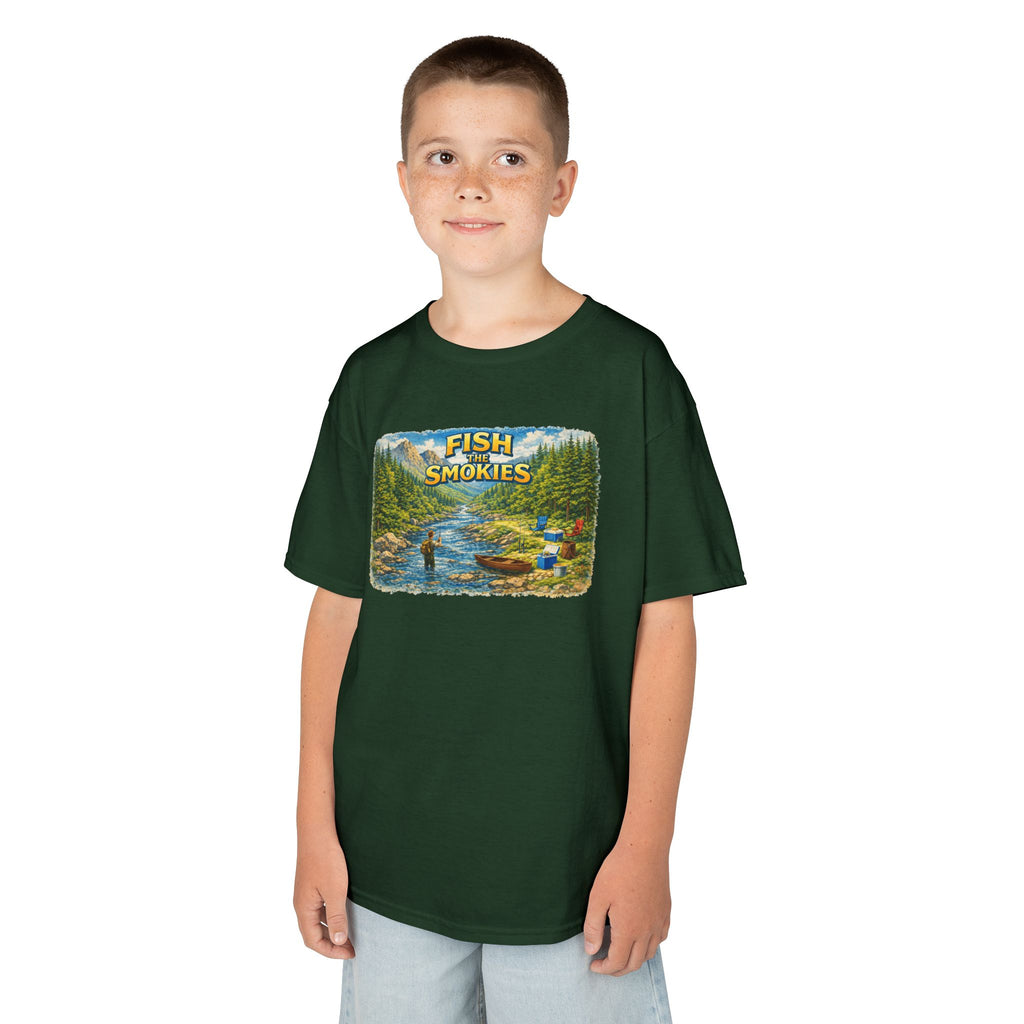 Kids T-Shirt - 'Fish The Smokies' River Fishing Graphic Tee for Outdoorsy Kids