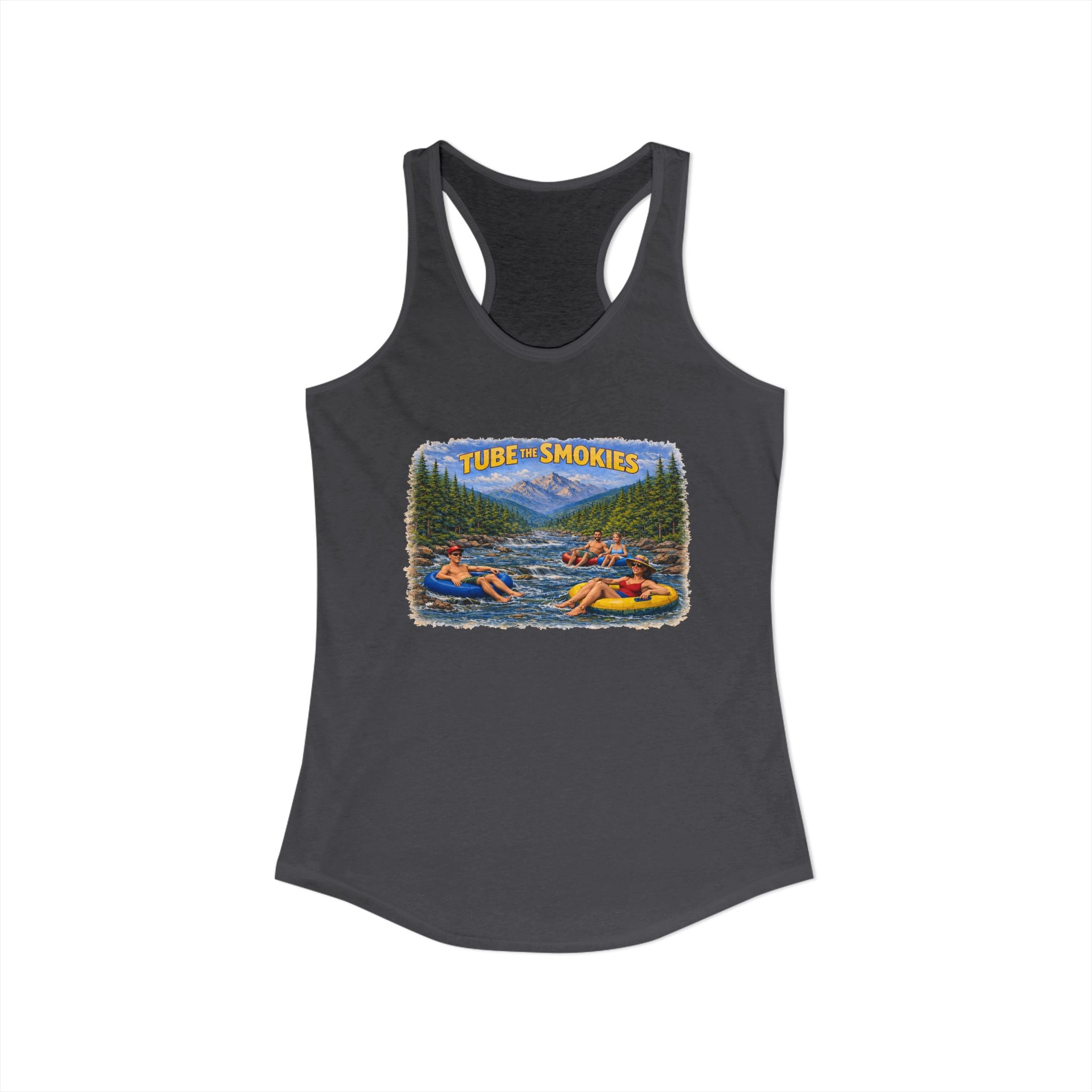 Smoky Mountains Tubing River Scene Women's Racerback Tank