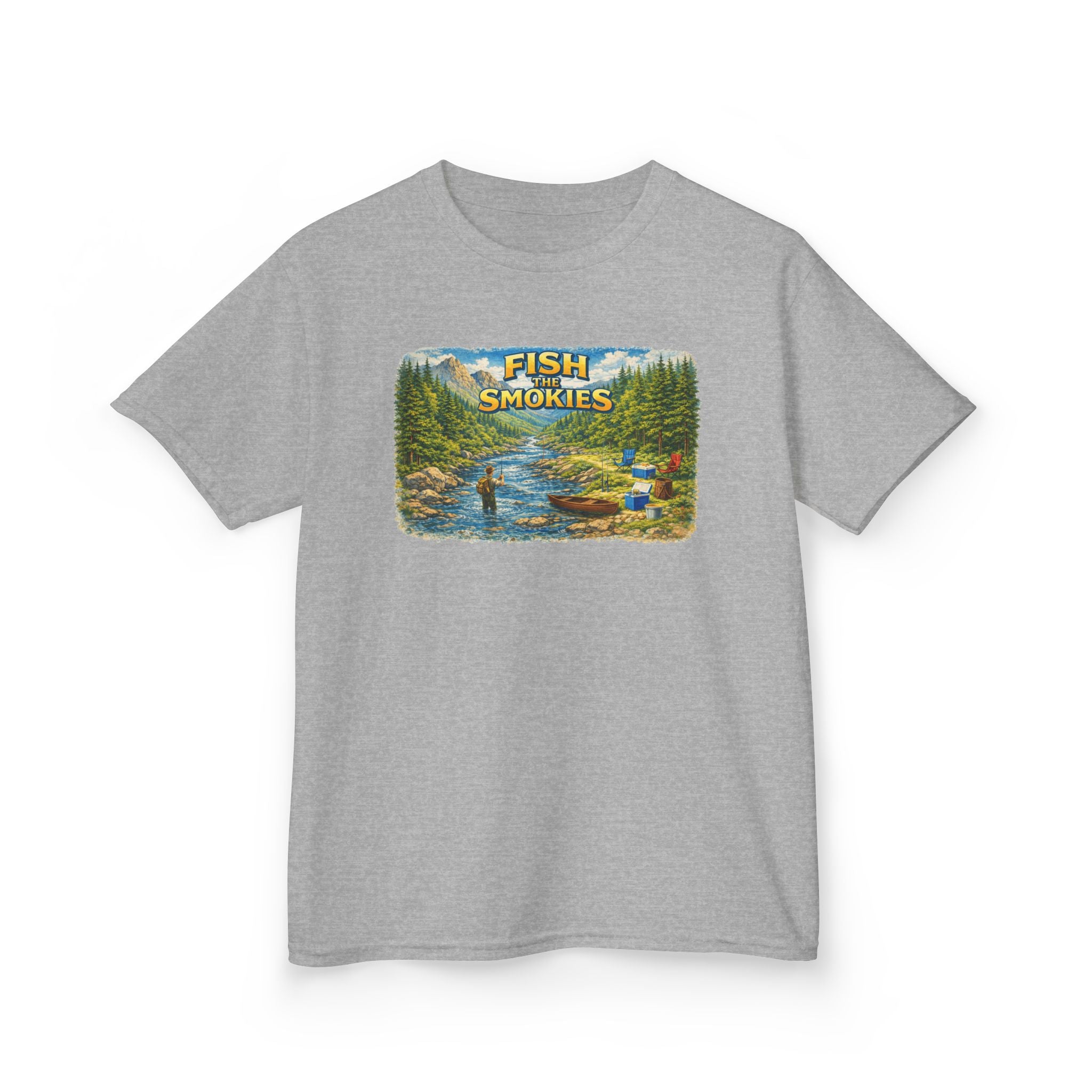 Kids T-Shirt - 'Fish The Smokies' River Fishing Graphic Tee for Outdoorsy Kids
