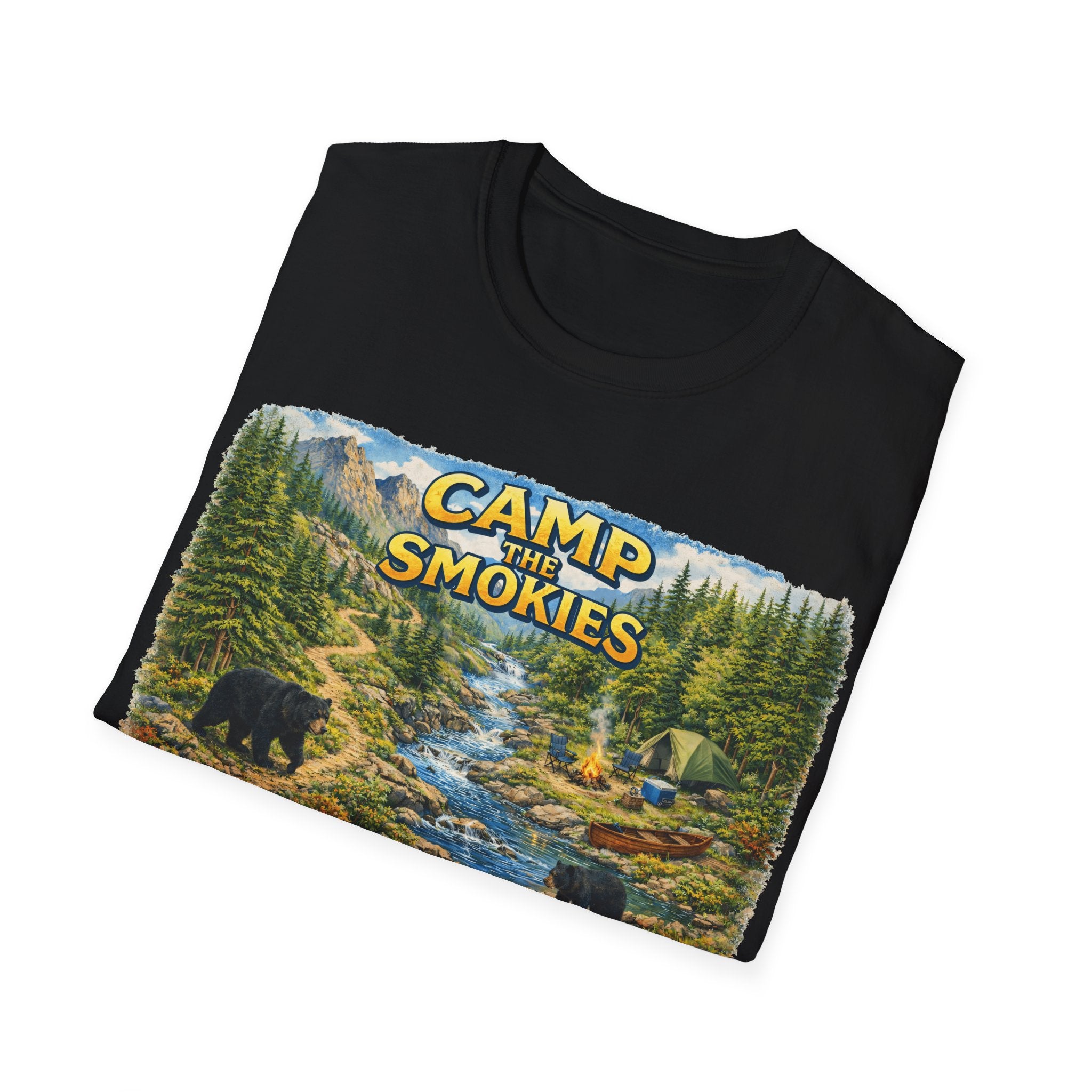 Camp the Smokies Unisex T-Shirt – Rustic Mountain Camping Graphic Tee