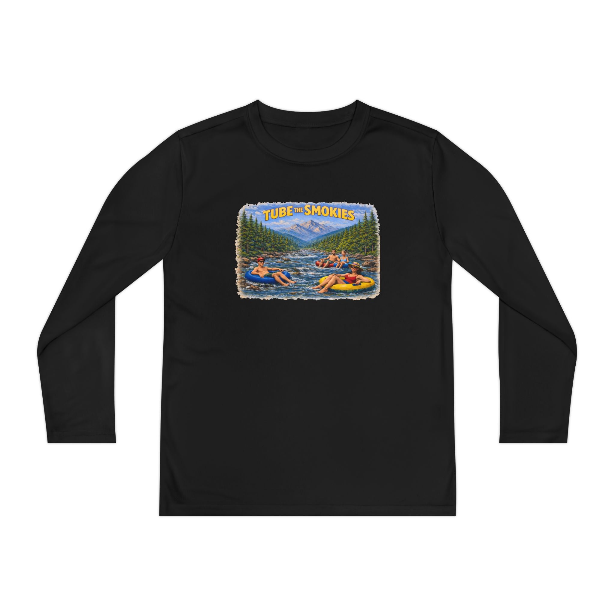 Youth Long Sleeve Tee — Tube the Smokies River Tubing Graphic