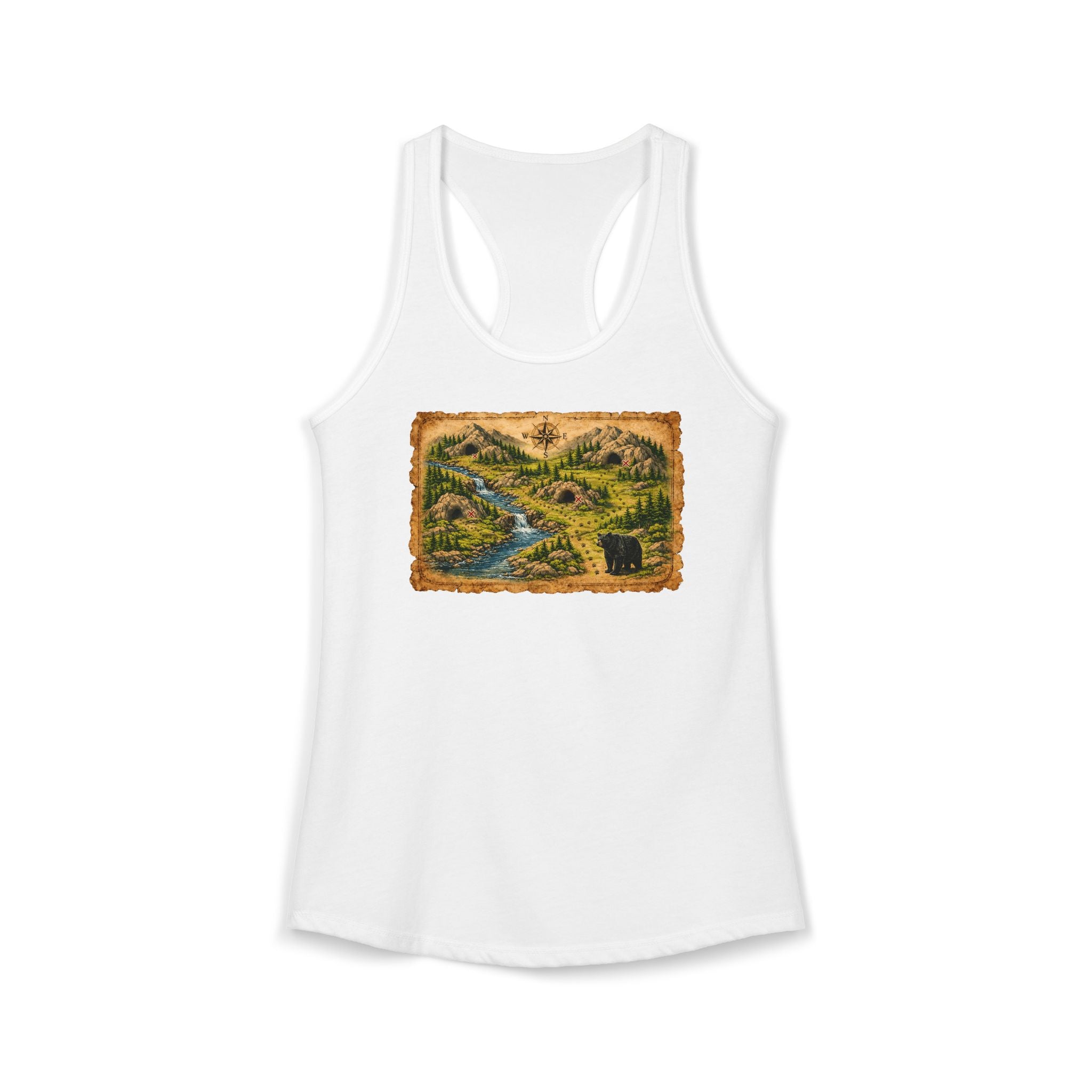 Women's Bear Cave Treasure Map Racerback Tank