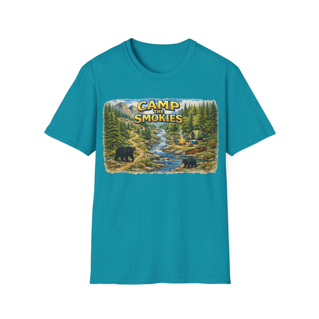 Camp the Smokies Unisex T-Shirt – Rustic Mountain Camping Graphic Tee