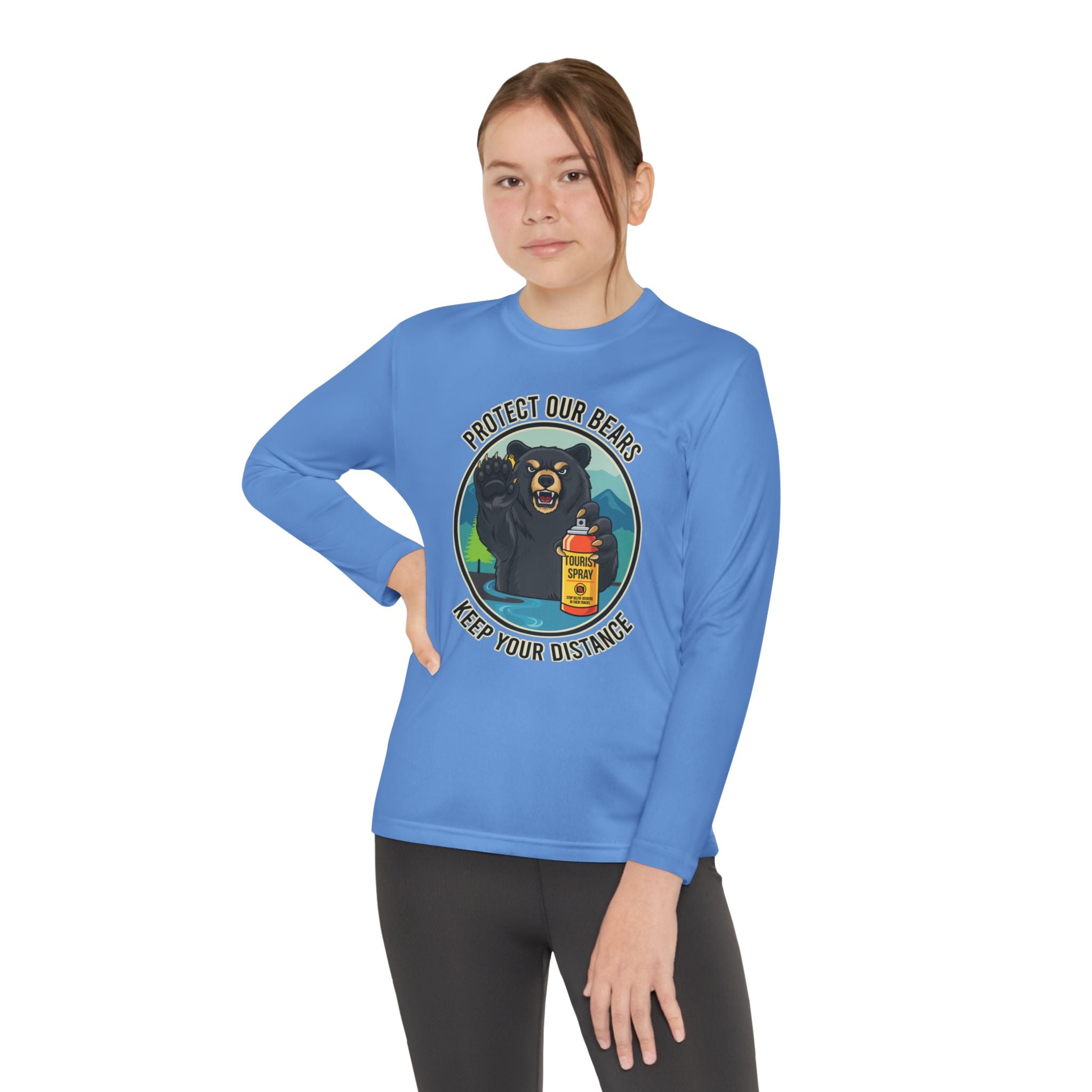 Youth Long Sleeve Tee — "Protect Our Bears, Keep Your Distance" Wildlife Conservation Shirt