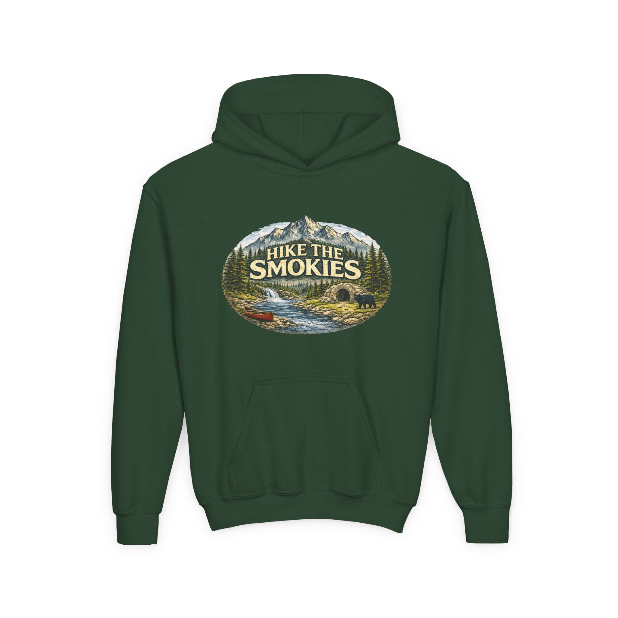 Youth Hoodie - 'Hike the Smokies' Mountain Camping Graphic