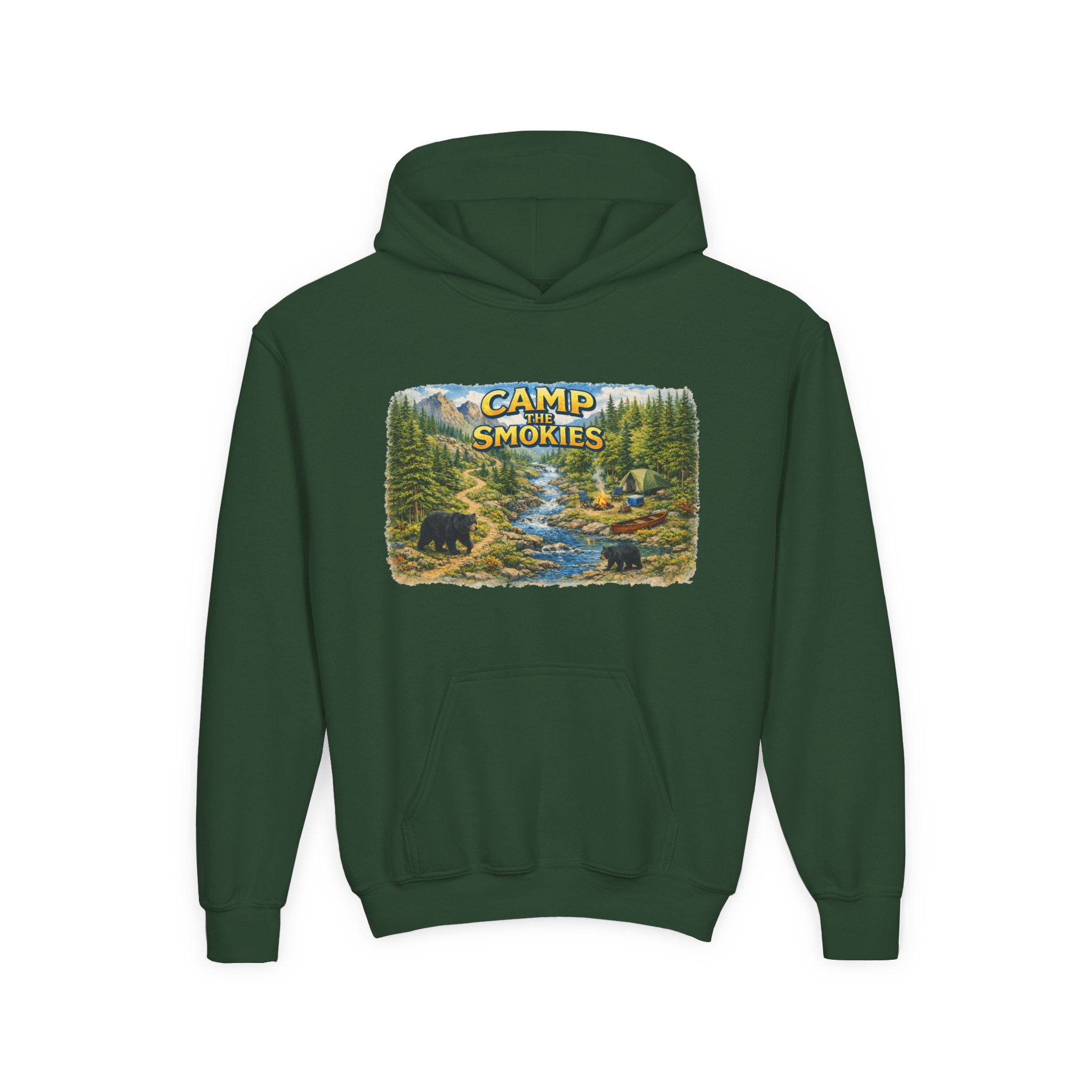 Camp Smokies Youth Hoodie — Outdoor Camping Graphic Sweatshirt