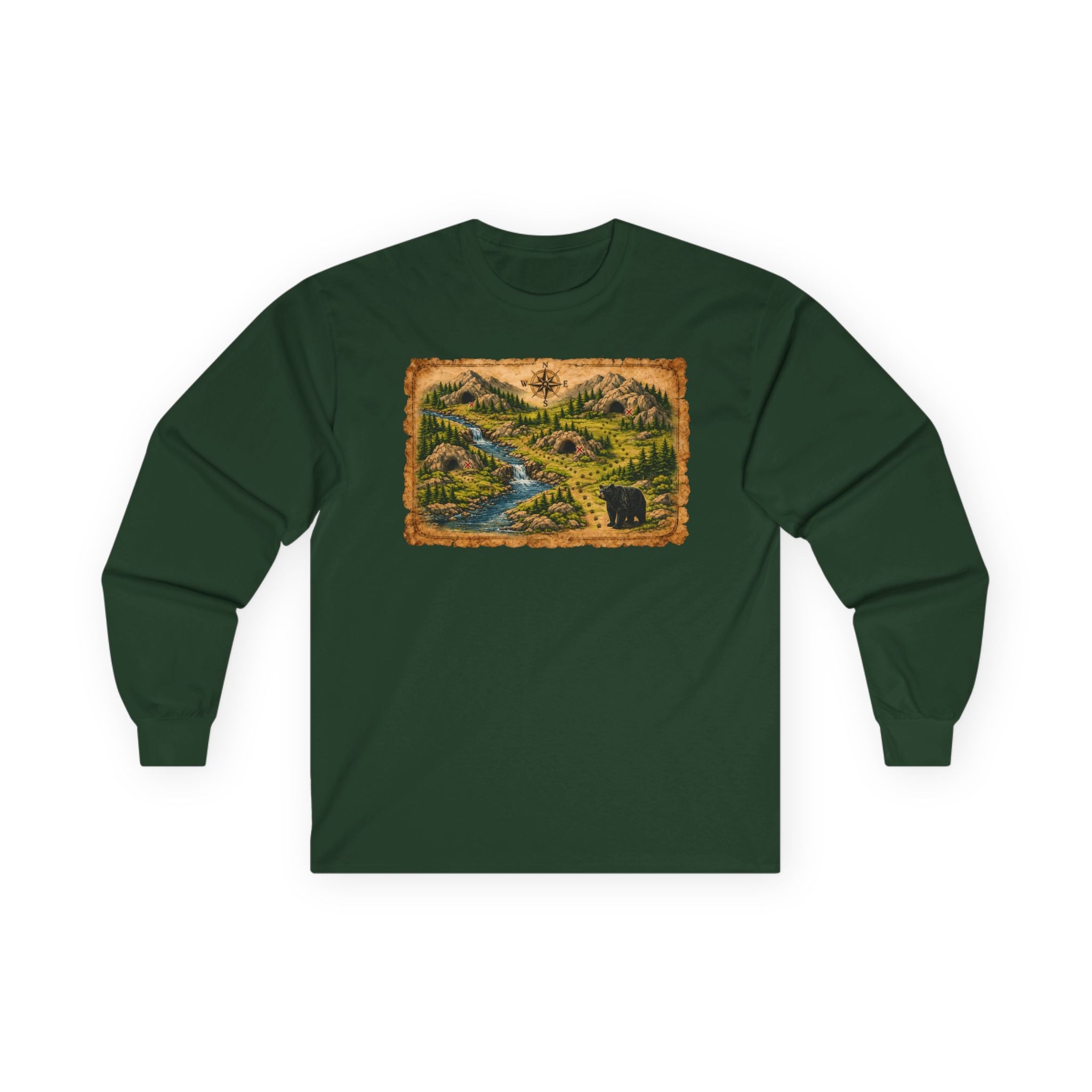 Bear Cave Treasure Map  Long Sleeve Unisex Tee