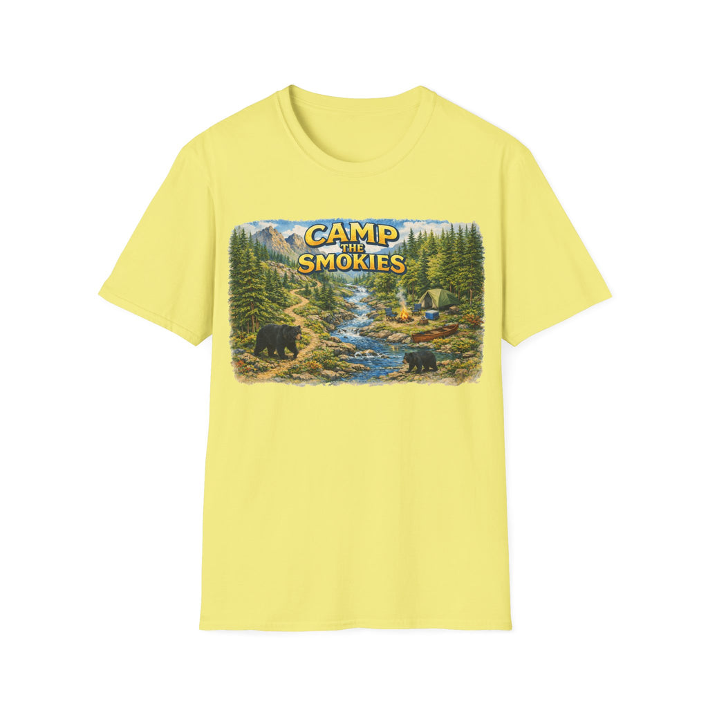 Camp the Smokies Unisex T-Shirt – Rustic Mountain Camping Graphic Tee