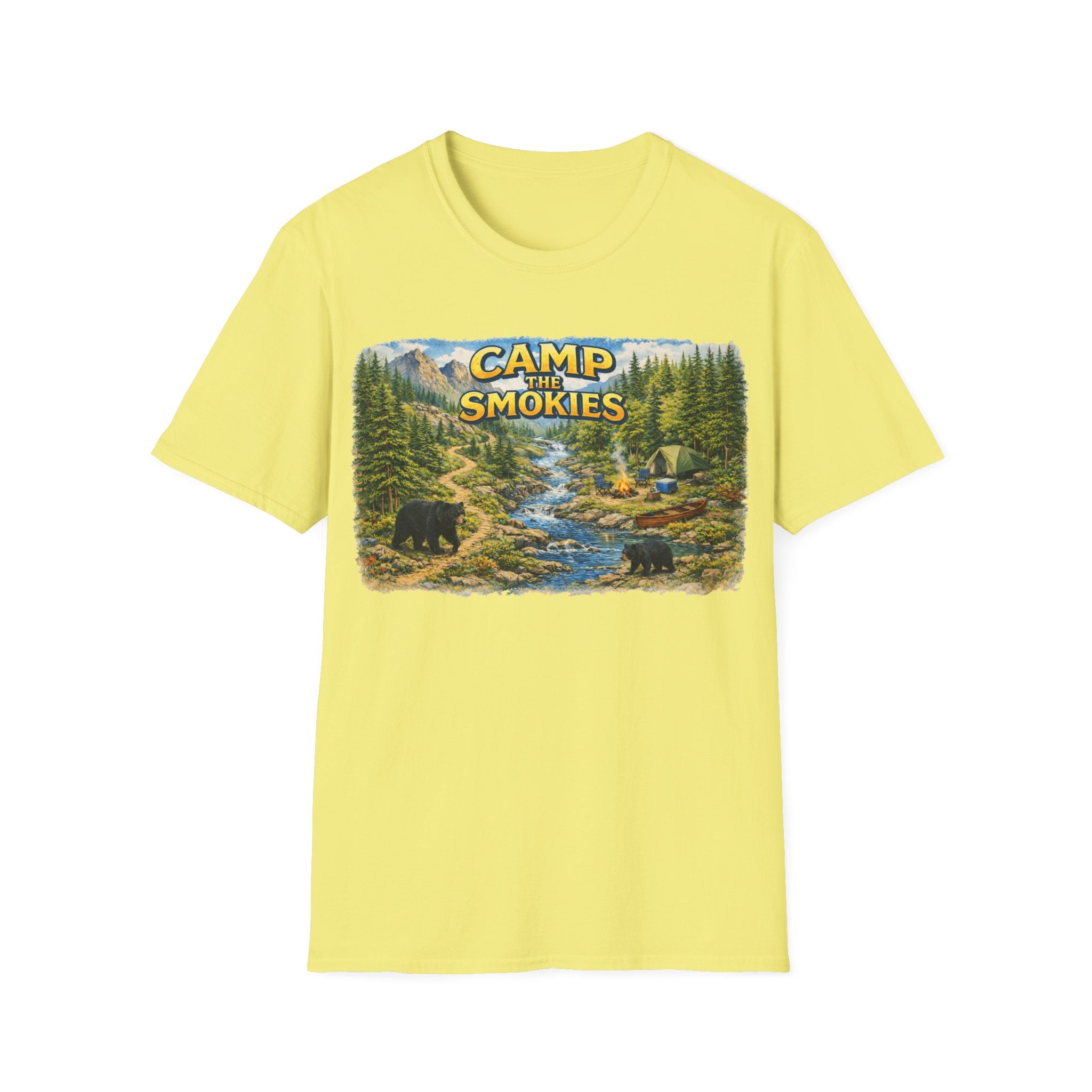 Camp the Smokies Unisex T-Shirt – Rustic Mountain Camping Graphic Tee