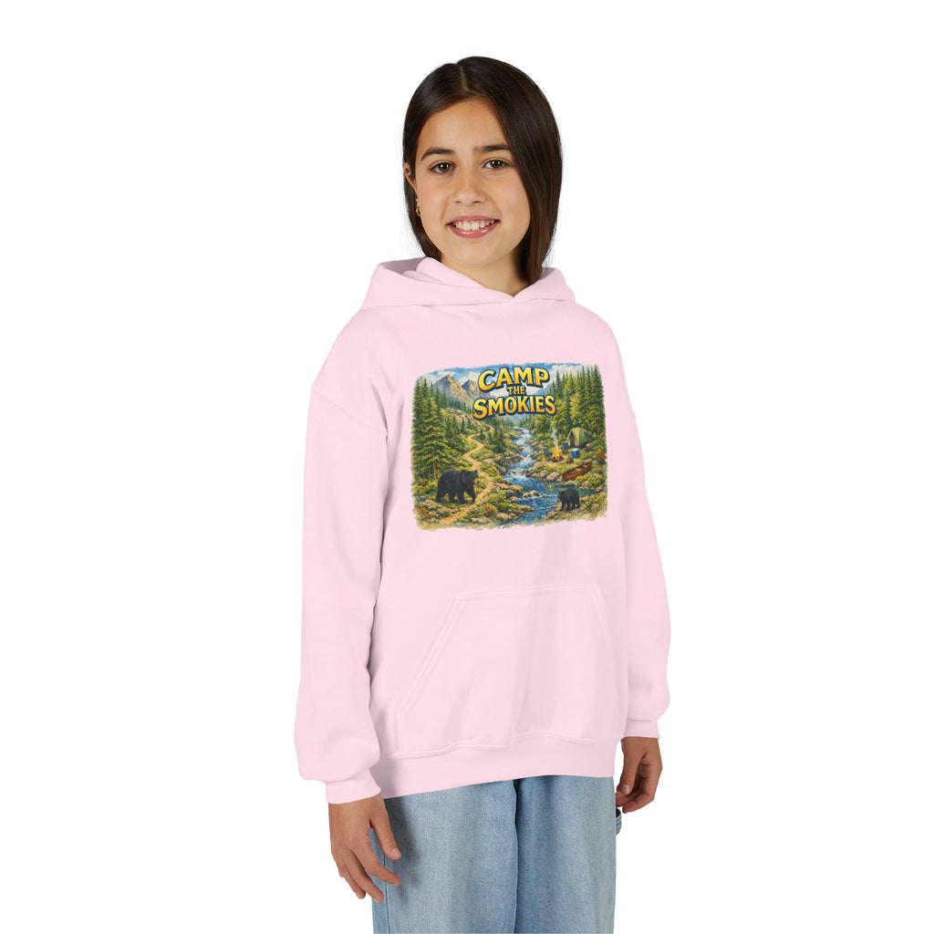 Camp Smokies Youth Hoodie — Outdoor Camping Graphic Sweatshirt