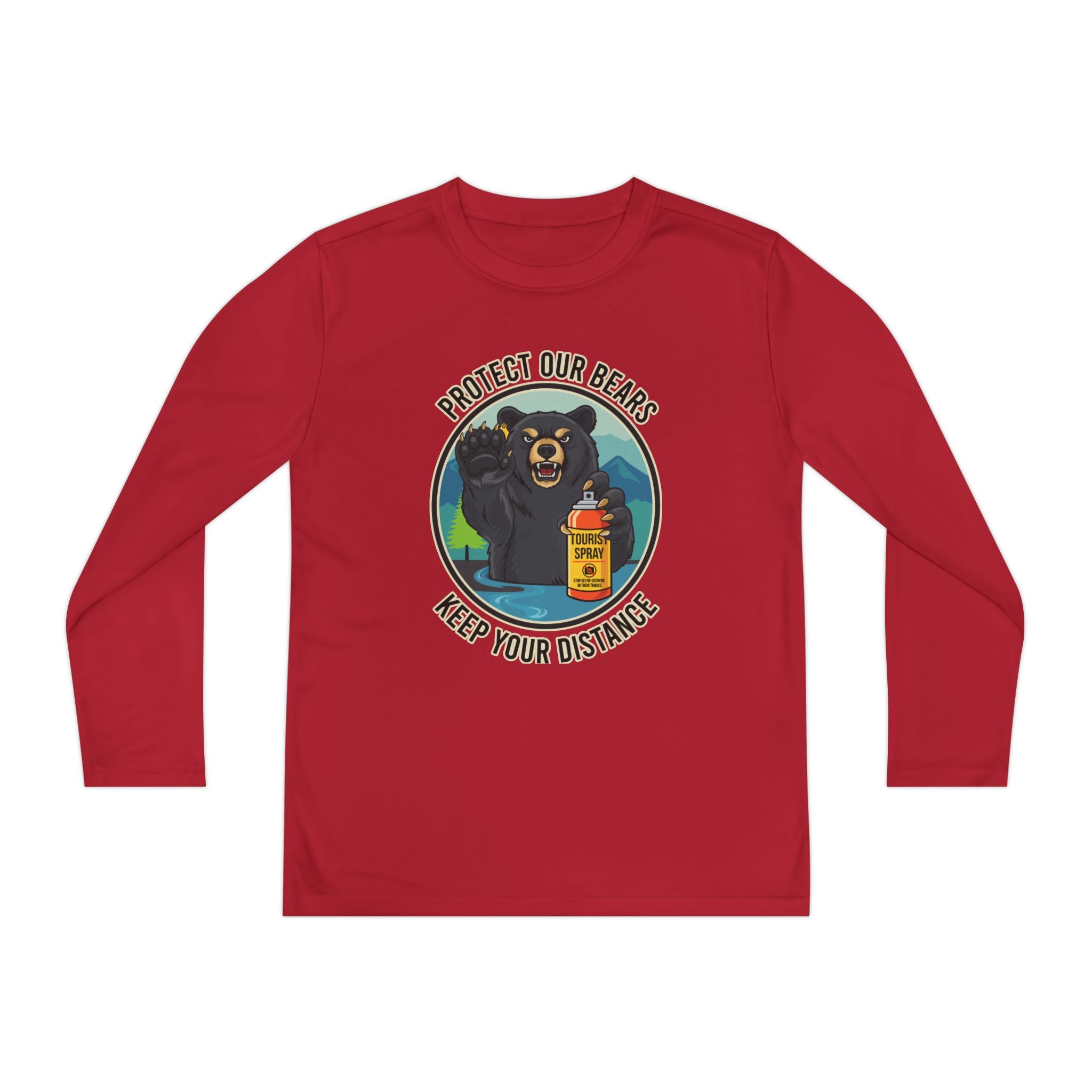 Youth Long Sleeve Tee — "Protect Our Bears, Keep Your Distance" Wildlife Conservation Shirt