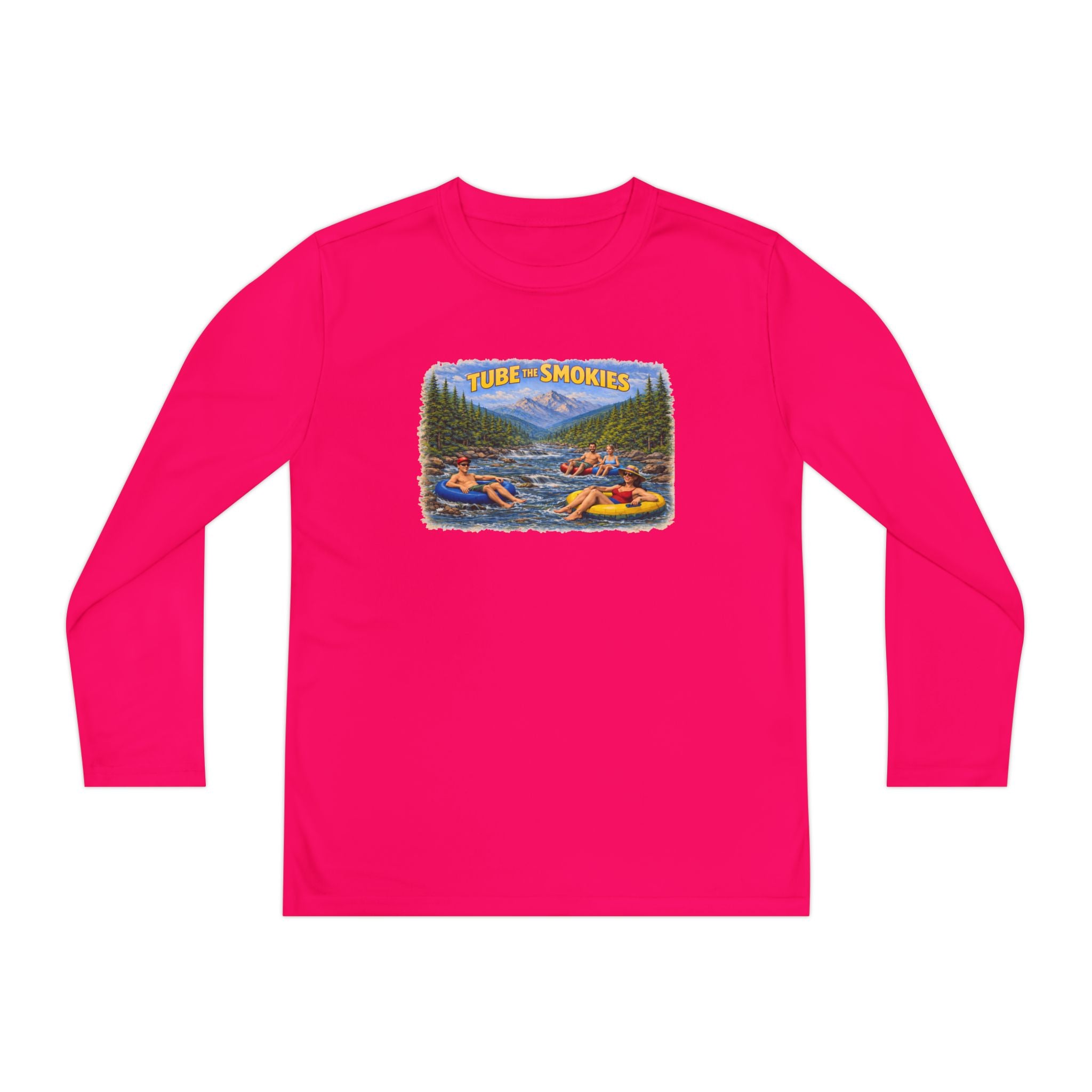 Youth Long Sleeve Tee — Tube the Smokies River Tubing Graphic