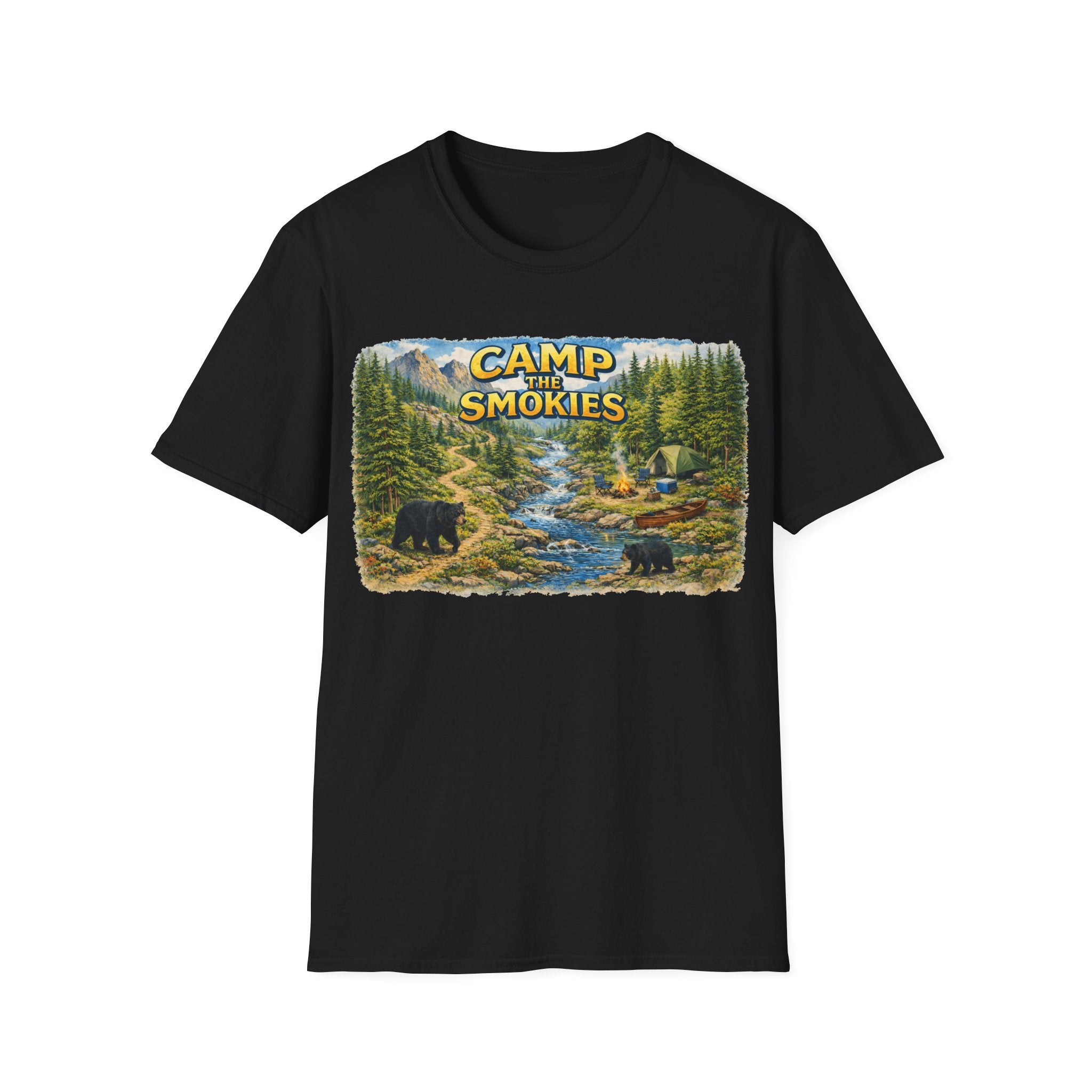 Camp the Smokies Unisex T-Shirt – Rustic Mountain Camping Graphic Tee