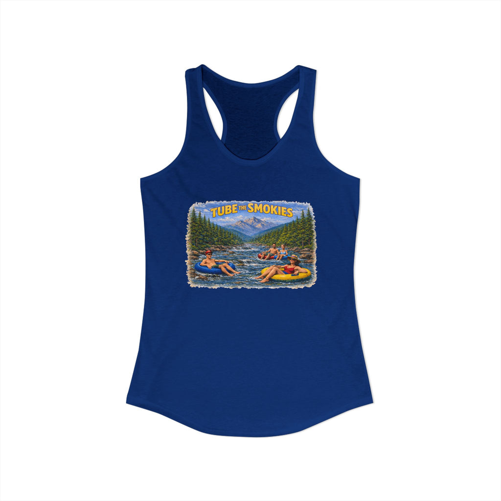 Smoky Mountains Tubing River Scene Women's Racerback Tank
