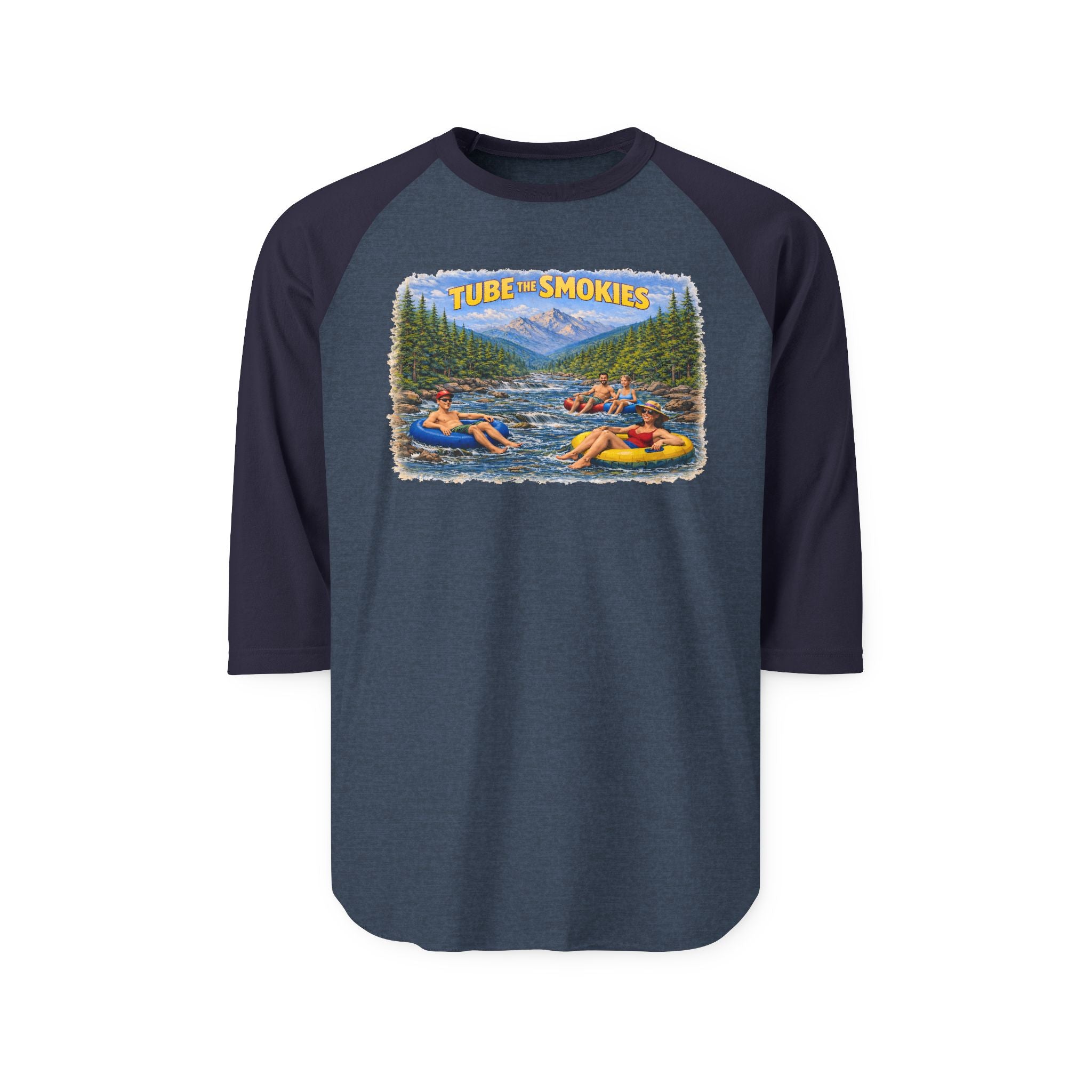 Tubing the Smokies Raglan Shirt — Scenic River Tube Graphic 3/4 Sleeve