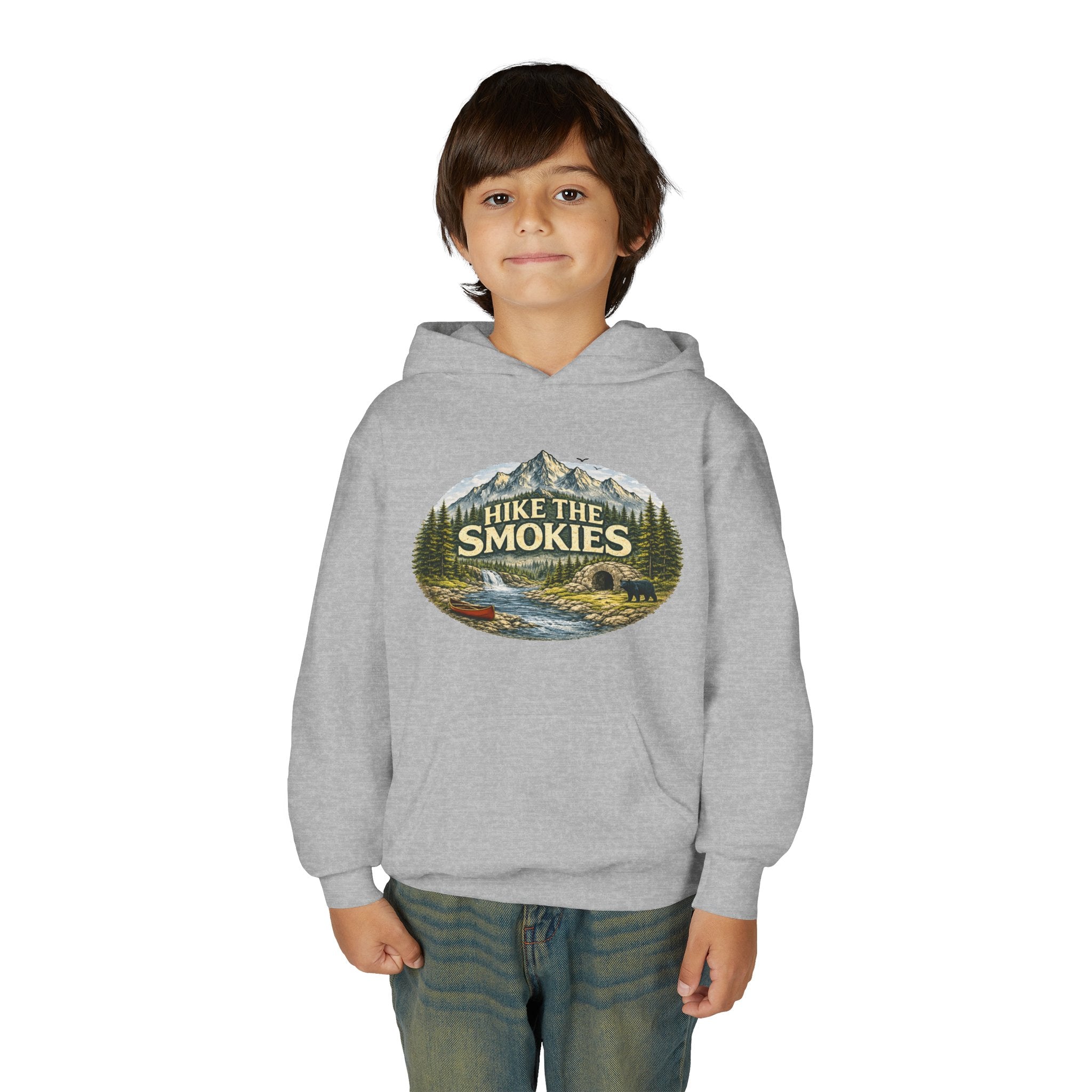 Youth Hoodie - 'Hike the Smokies' Mountain Camping Graphic