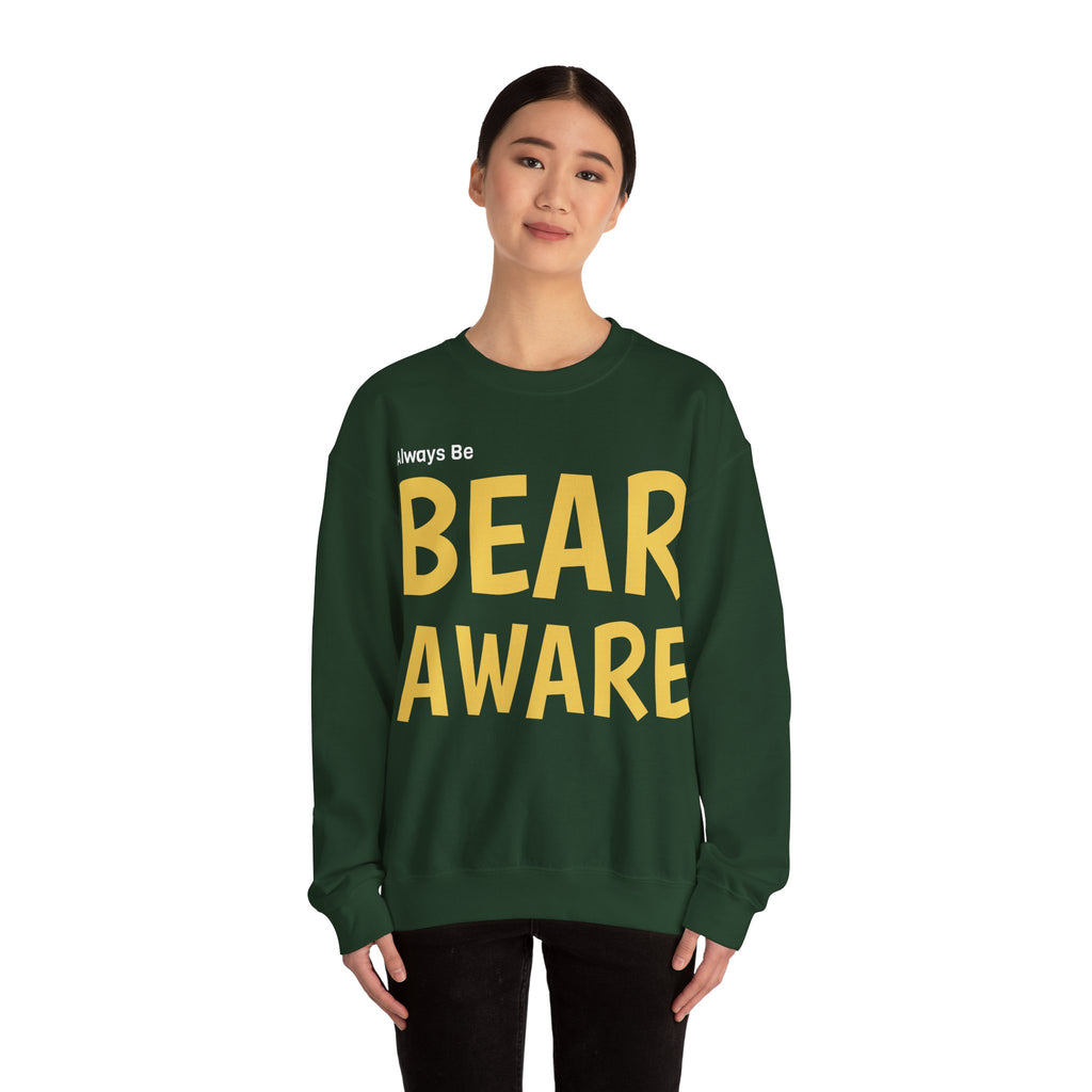 Bear Aware Unisex Crewneck Sweatshirt — Always Be "BEAR AWARE" Graphic Pullover