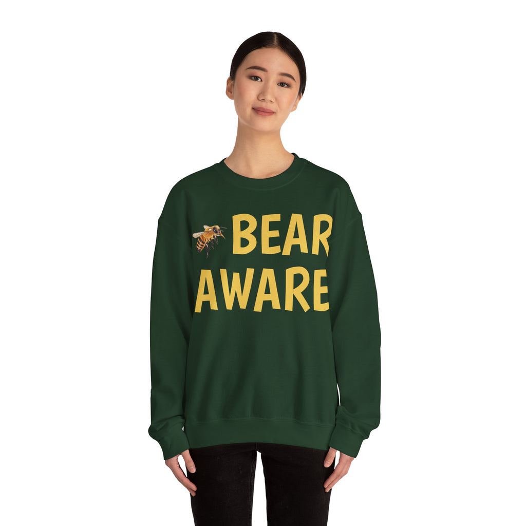 Bear Aware Unisex Crewneck Sweatshirt — Nature-Lover Eco Graphic Pullover