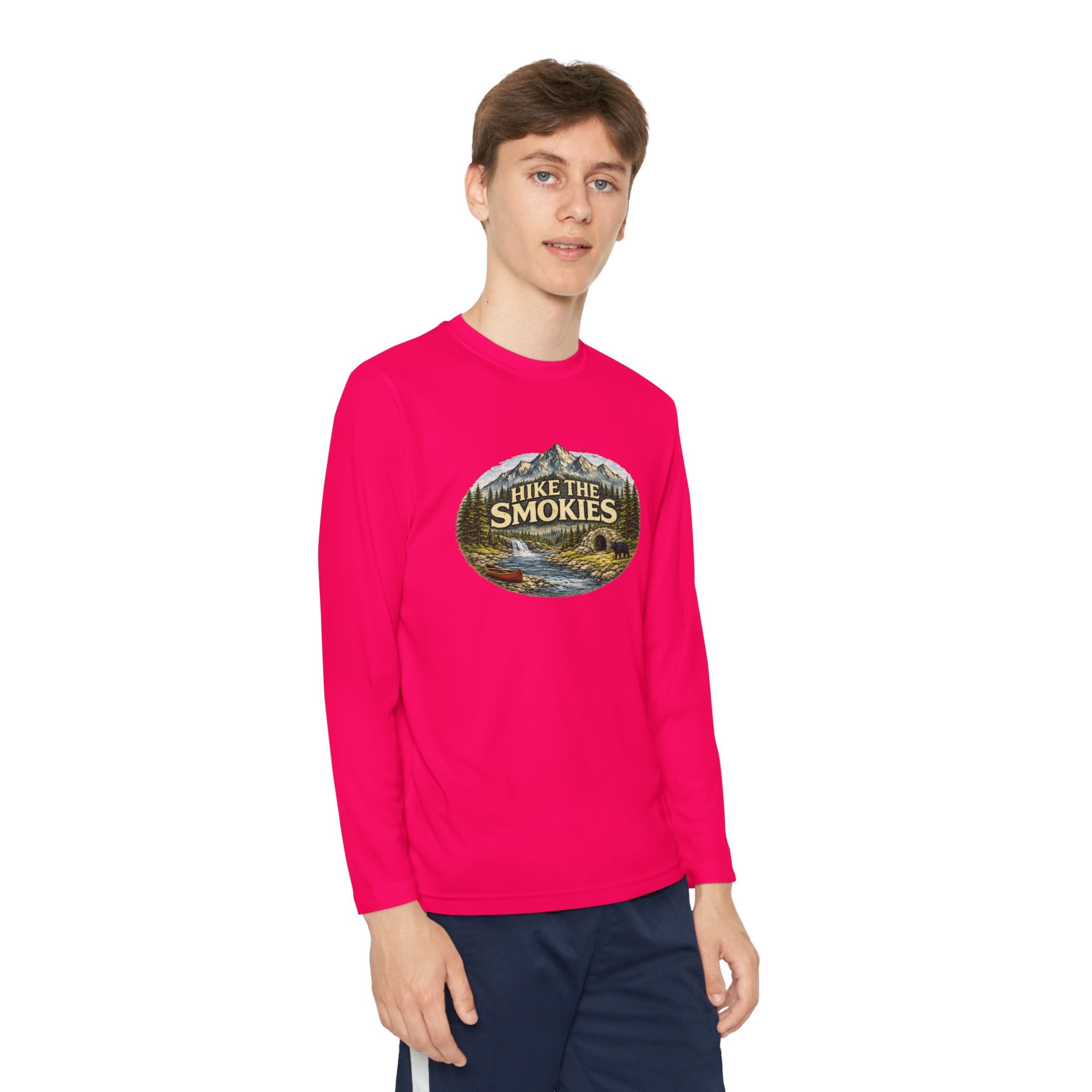 Youth Long Sleeve Tee — "Hike the Smokies" Nature Graphic