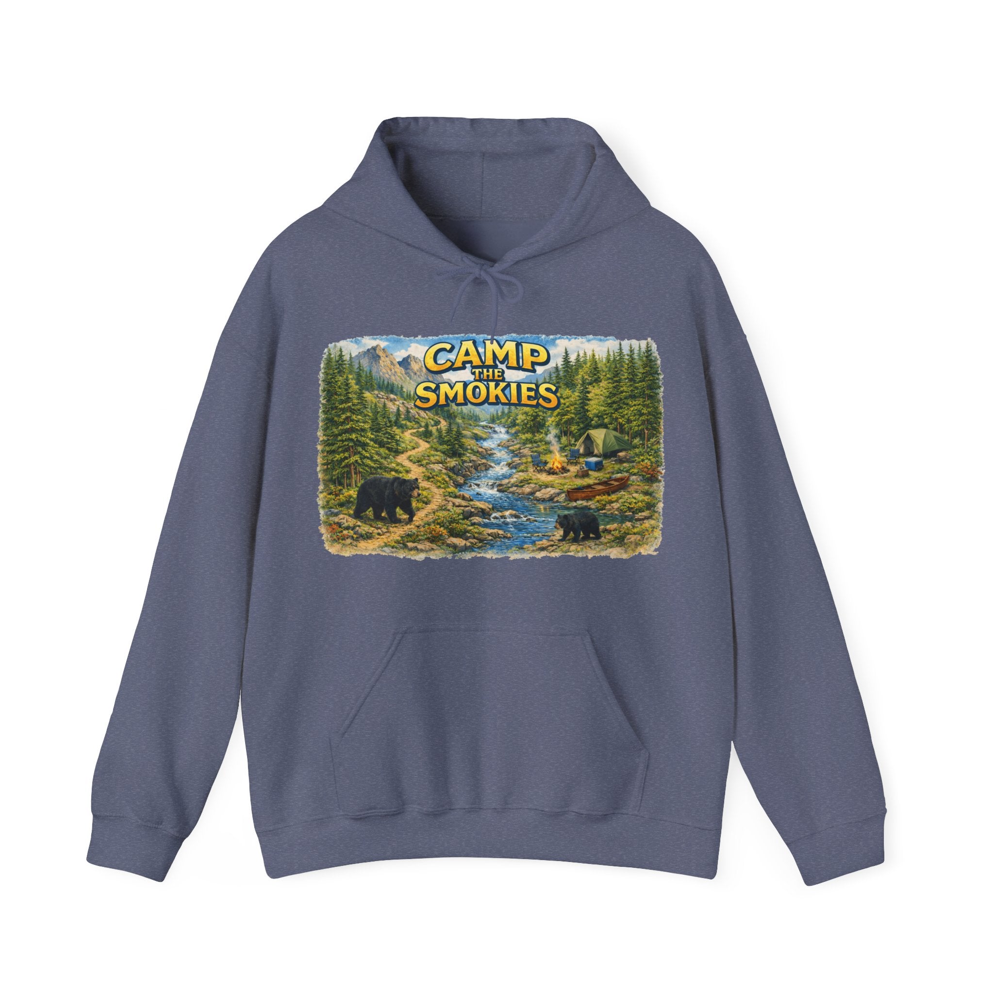 Camp The Smokies Unisex Hoodie — Scenic Mountain Bears Camping Sweatshirt