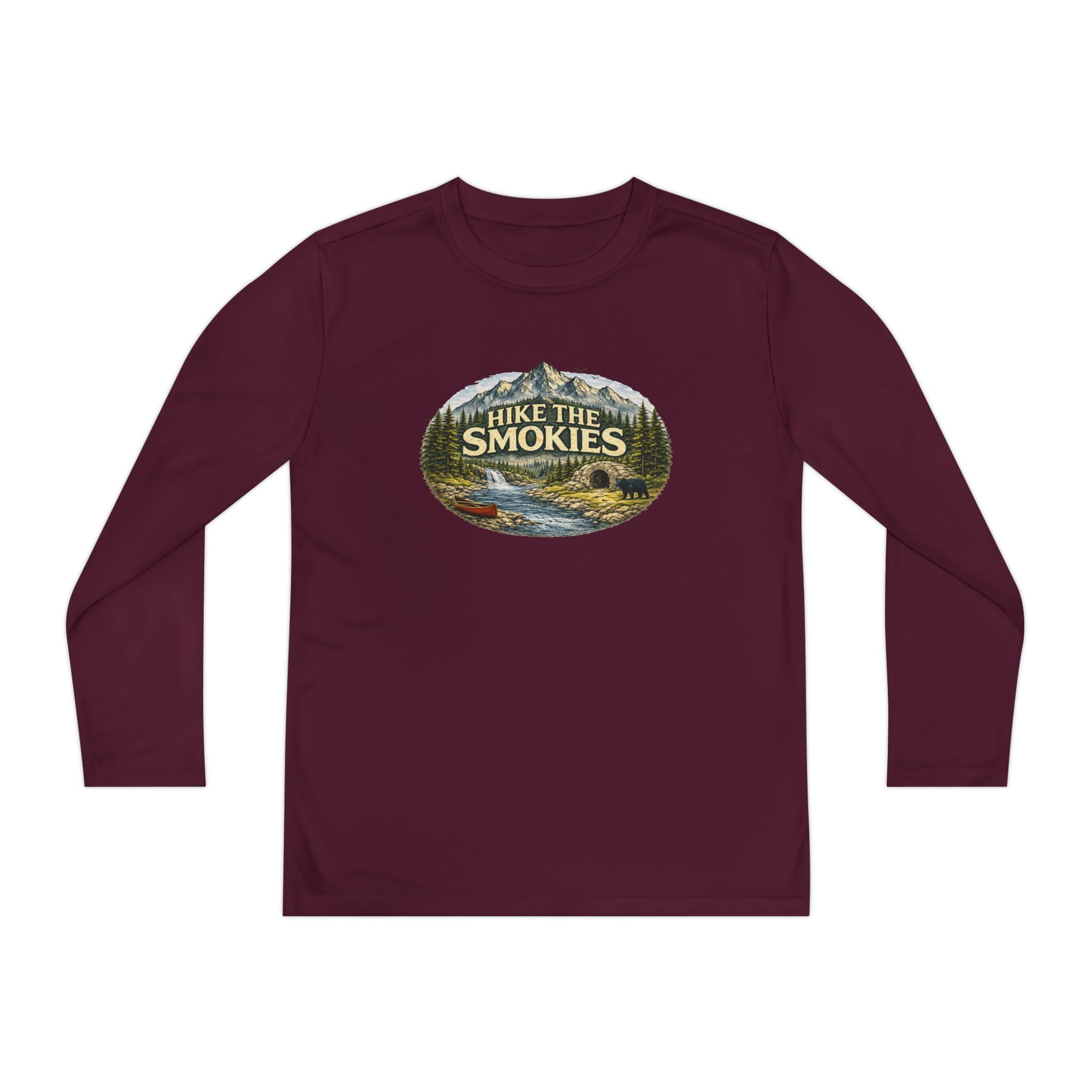 Youth Long Sleeve Tee — "Hike the Smokies" Nature Graphic