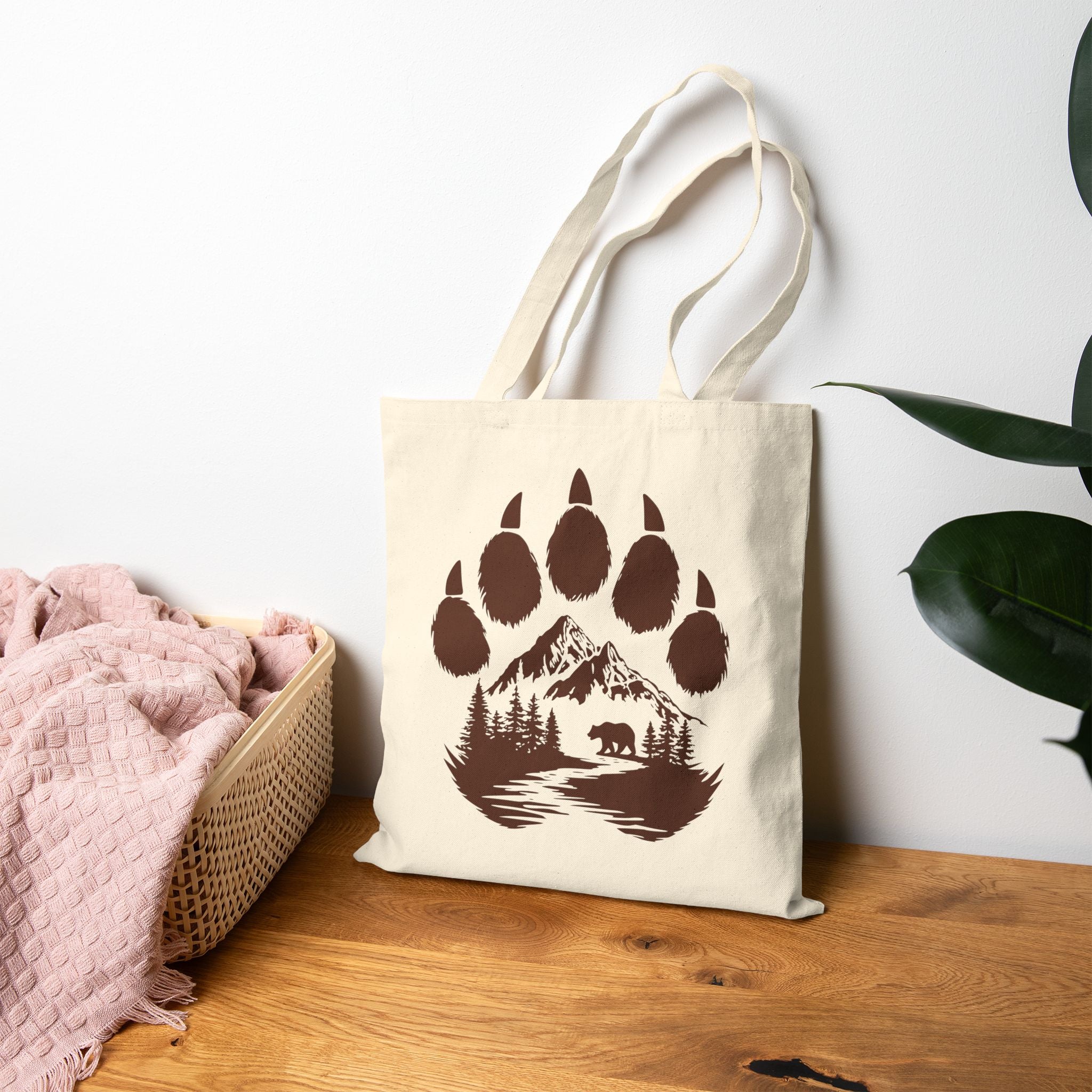 Canvas Tote Bag - Bear Paw Mountain Scene Eco Shopper