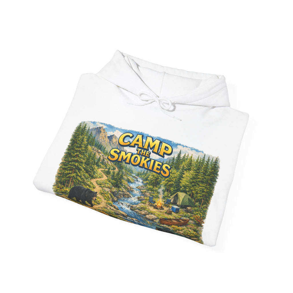 Camp The Smokies Unisex Hoodie — Scenic Mountain Bears Camping Sweatshirt