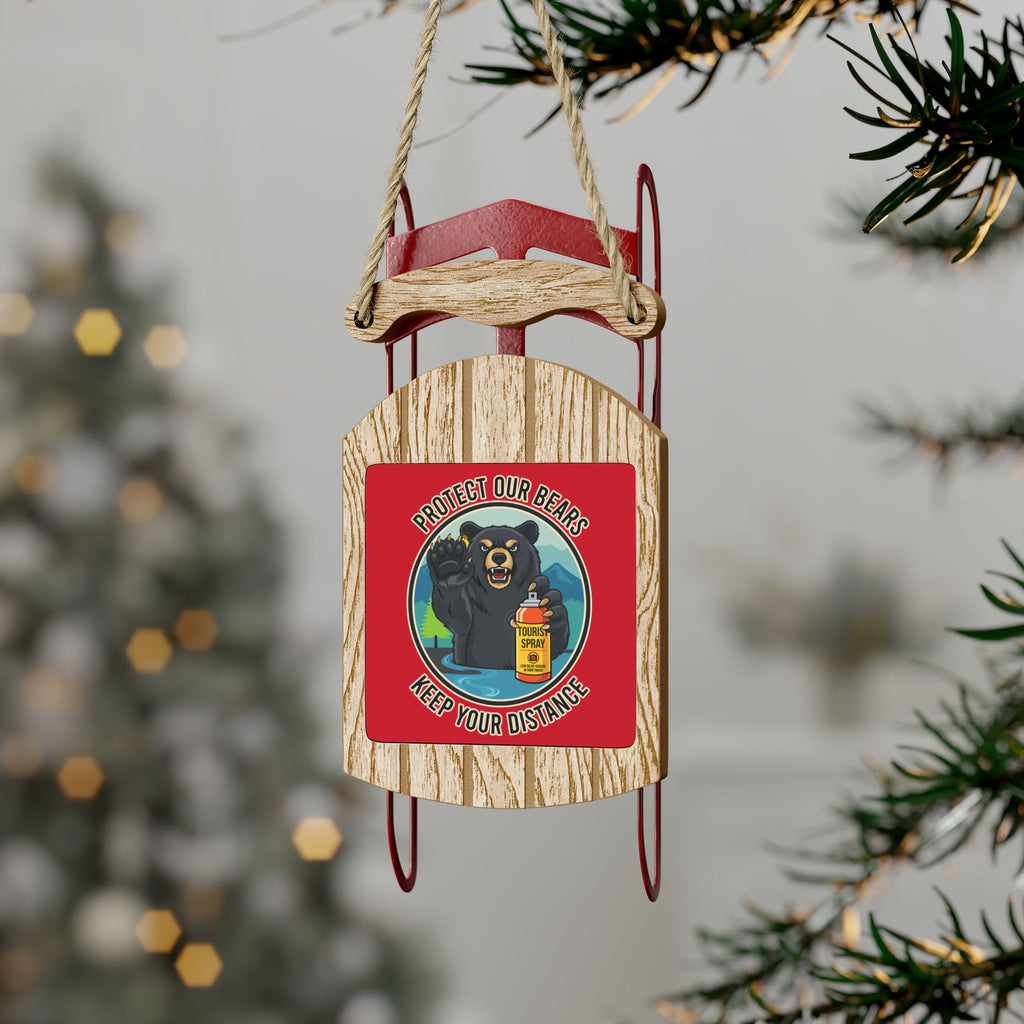 Smoky Mountain Black Bear Ornament — 'Keep Your Distance' Sled Ornament
