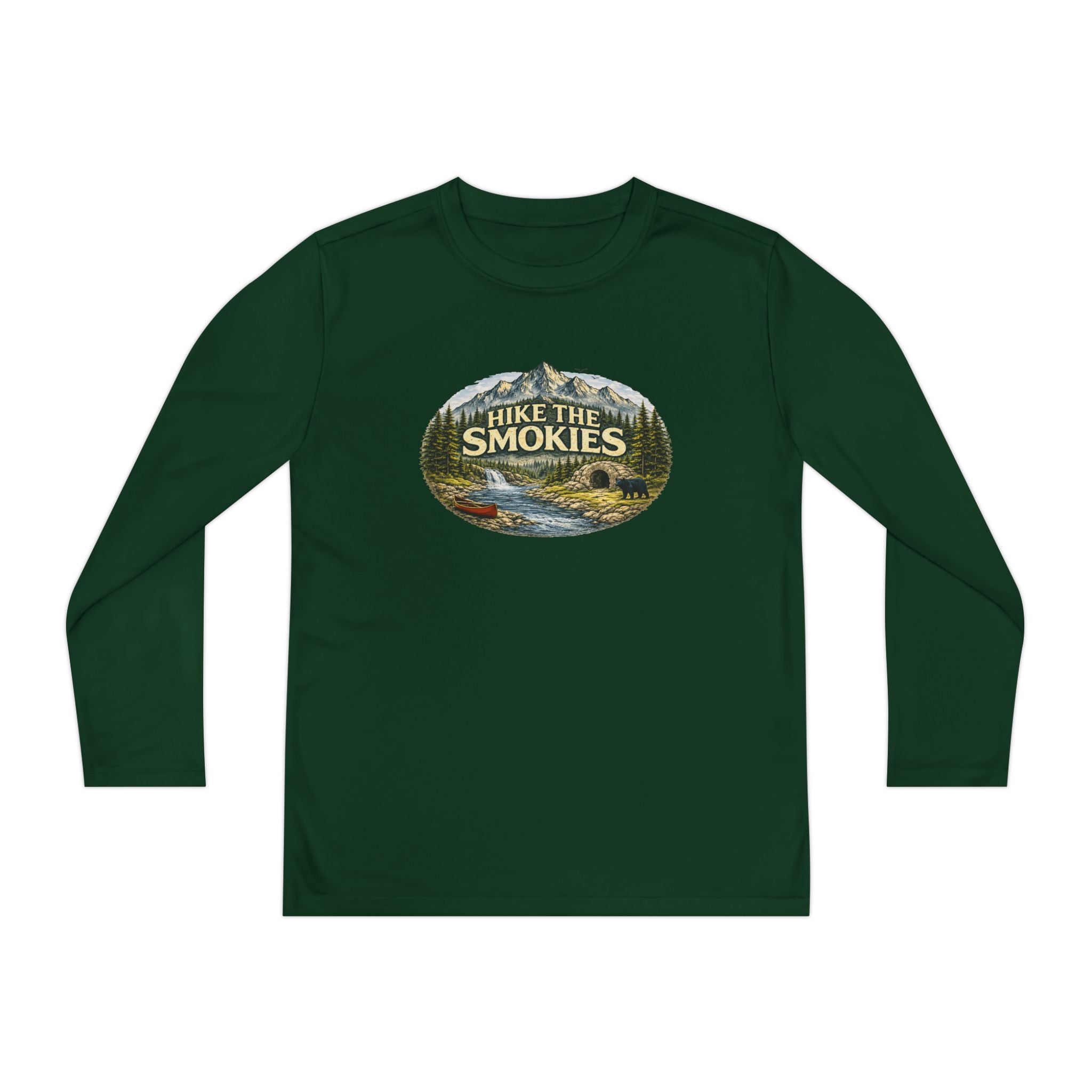 Youth Long Sleeve Tee — "Hike the Smokies" Nature Graphic