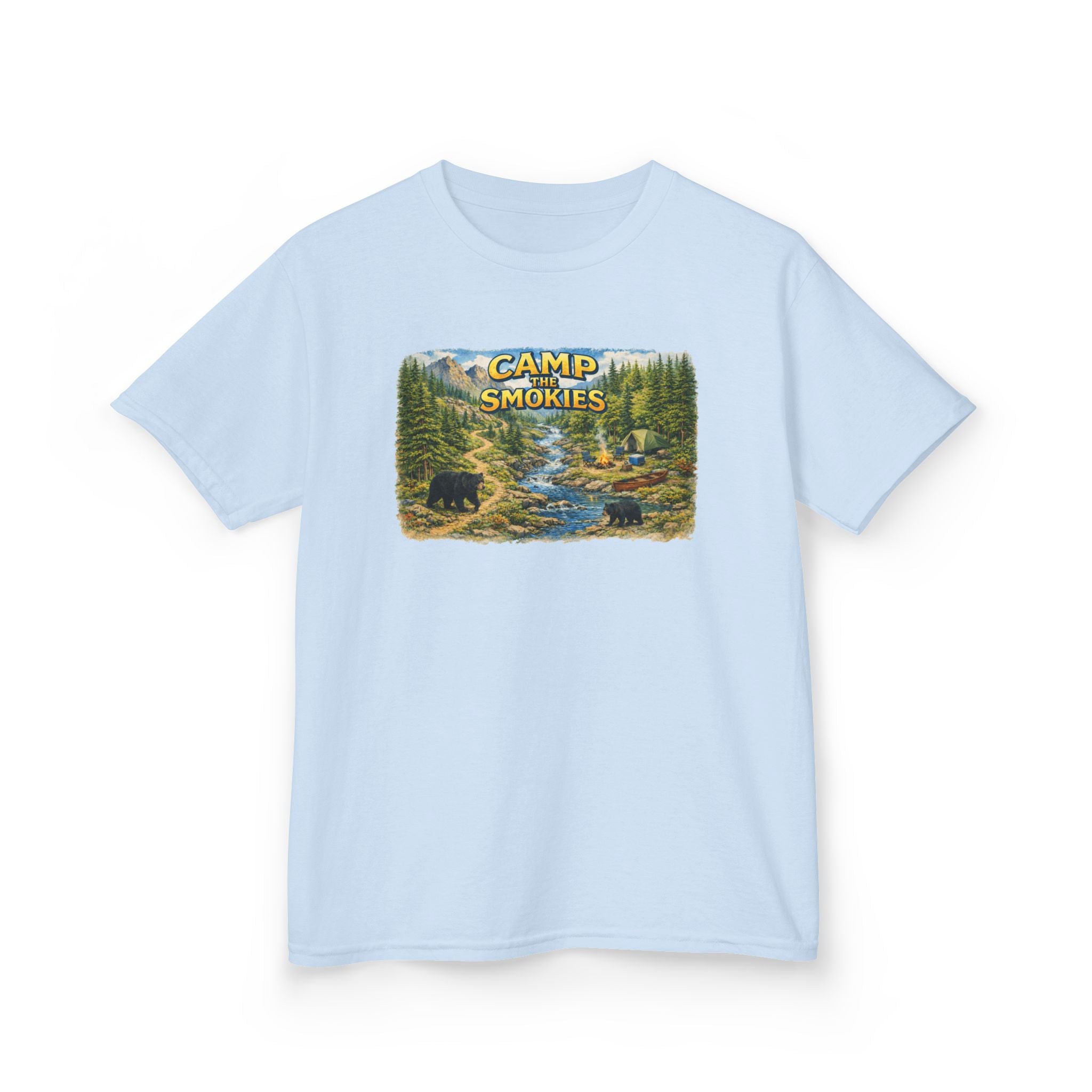 Kids Camp The Smokies T-Shirt — Scenic Smoky Mountains Camp Tee