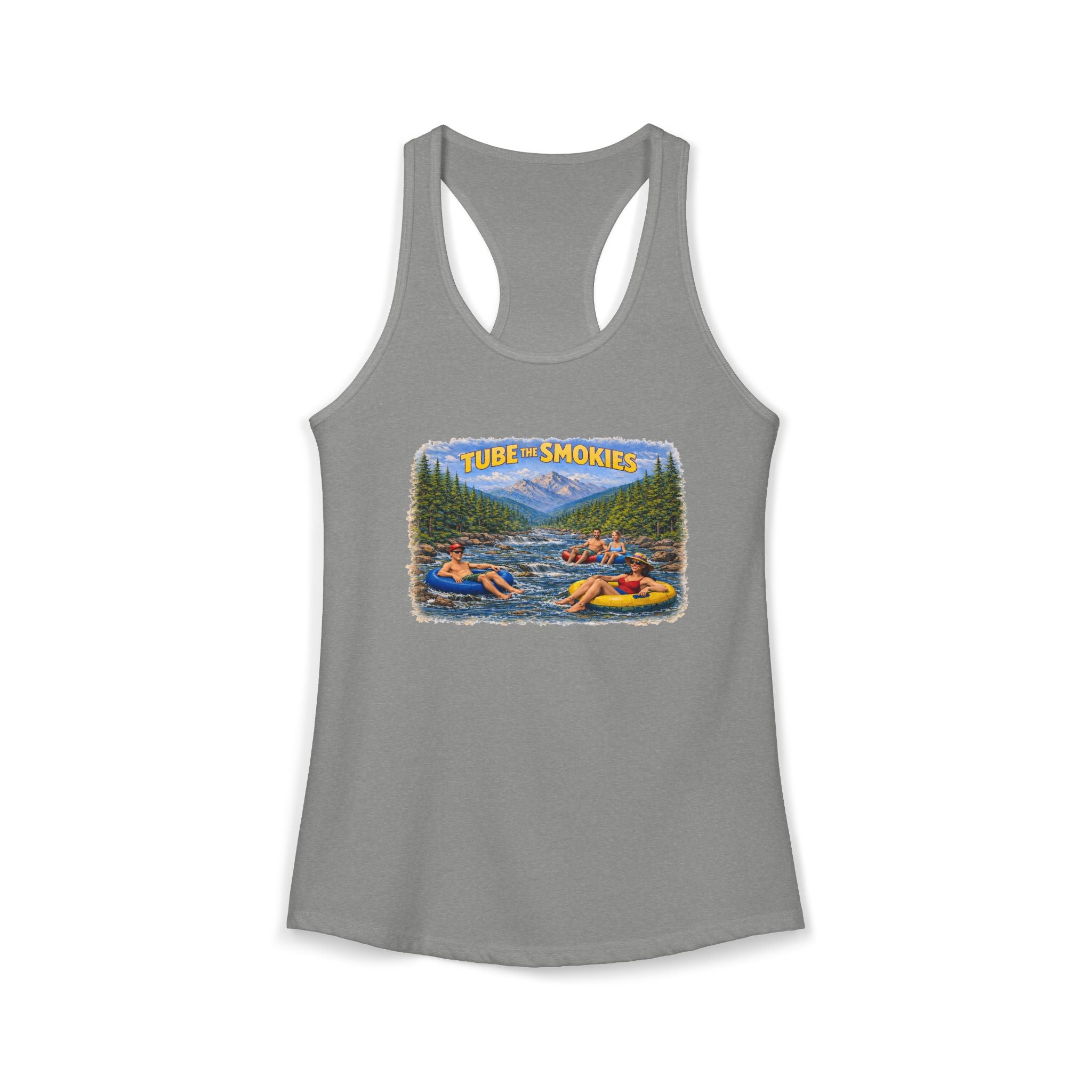 Smoky Mountains Tubing River Scene Women's Racerback Tank