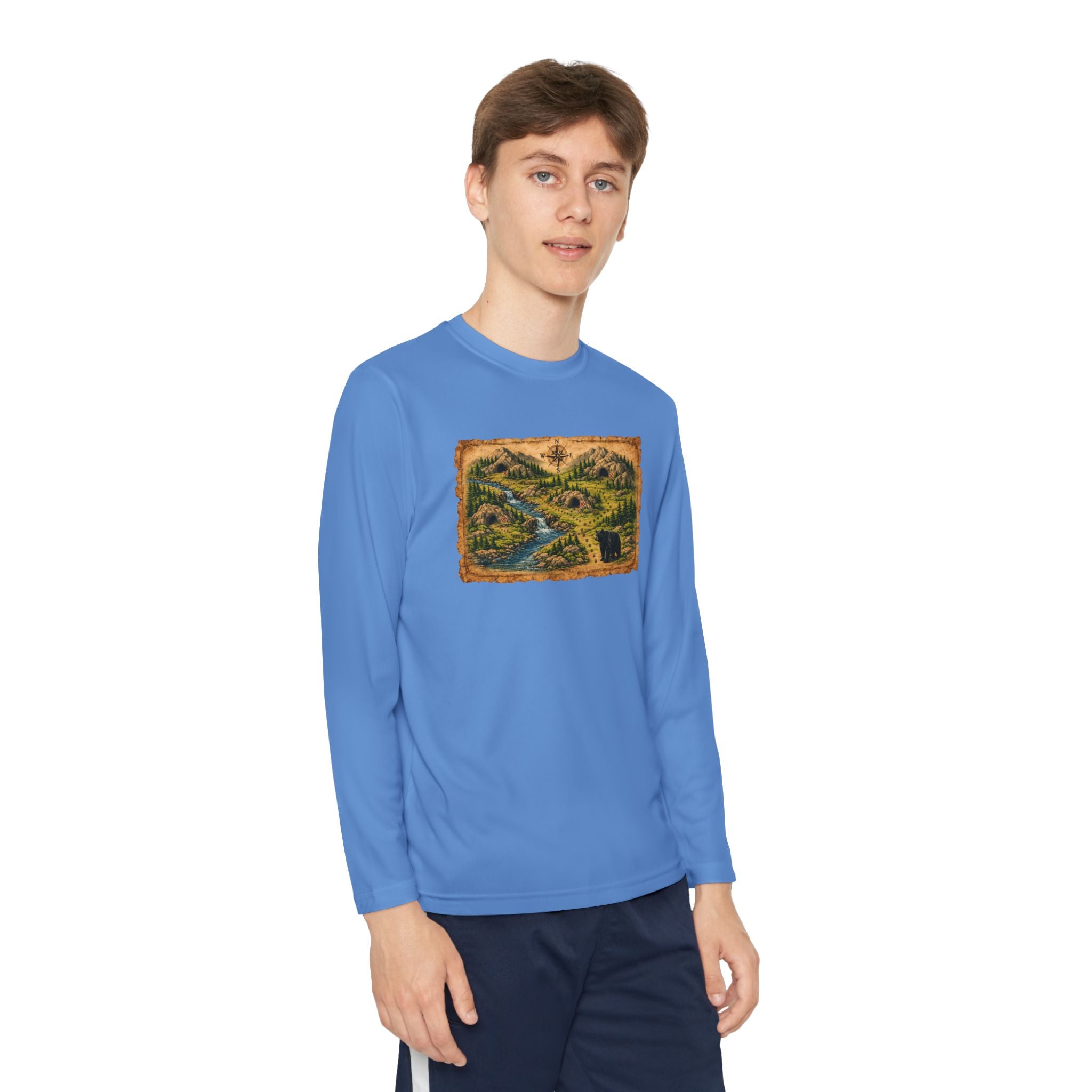 Youth Long Sleeve Tee — Bear Cave Treasure Map