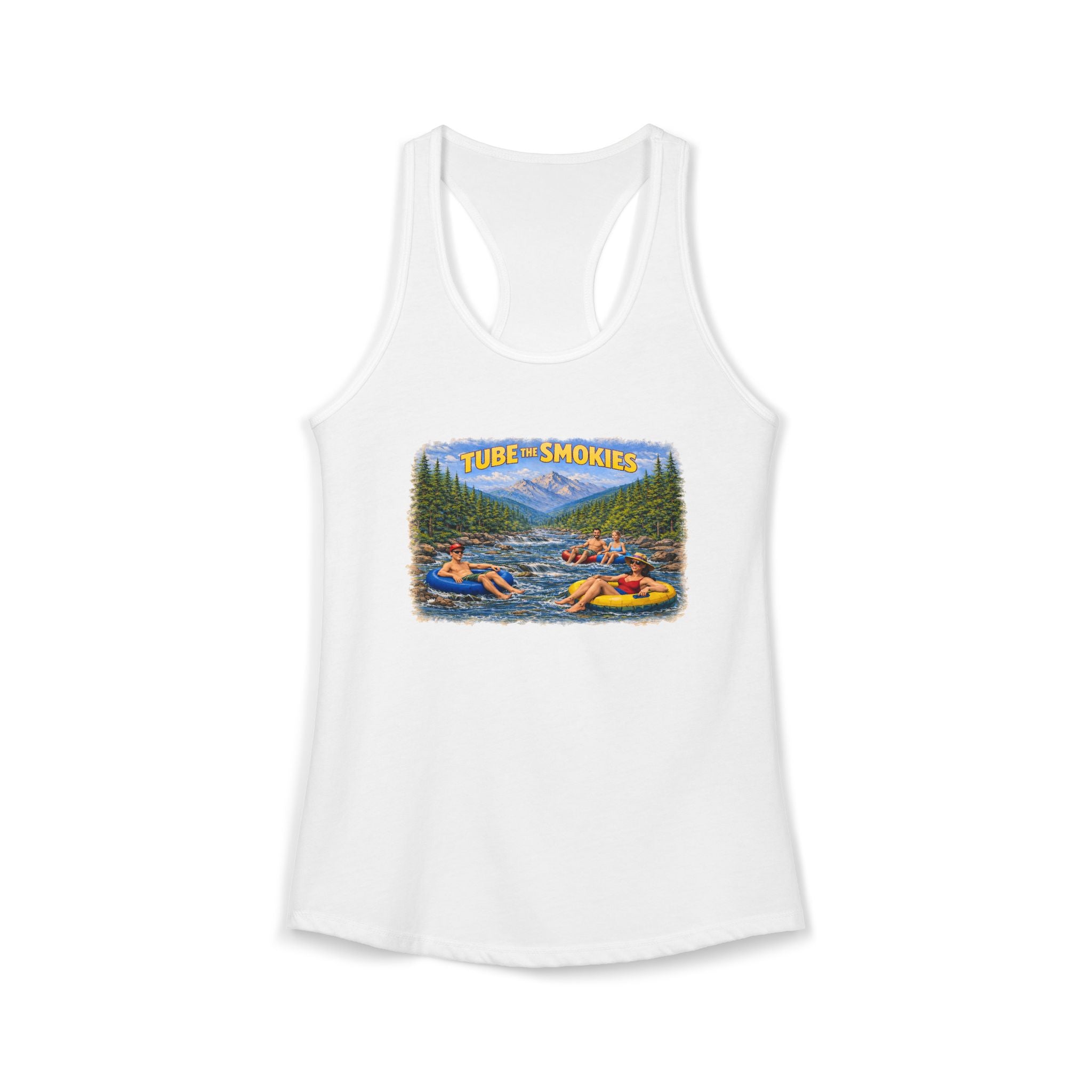 Smoky Mountains Tubing River Scene Women's Racerback Tank