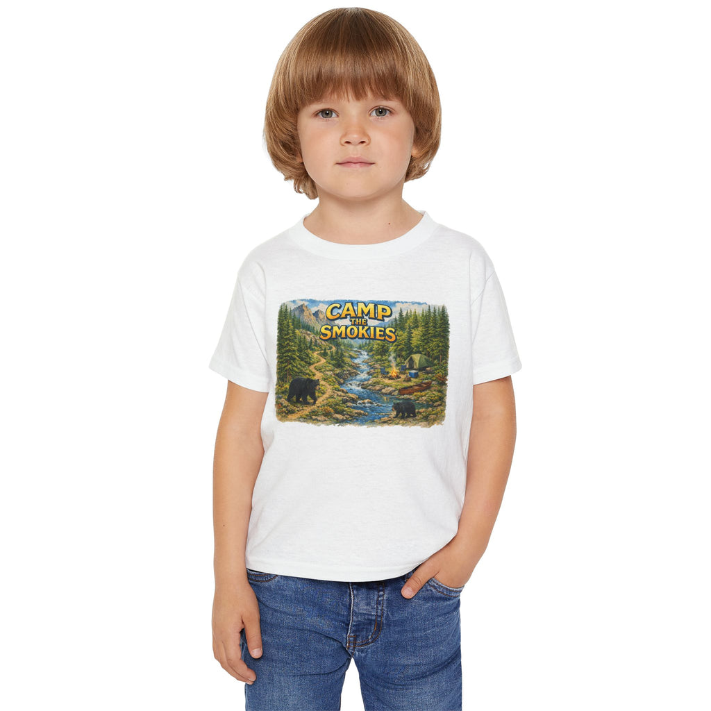 Toddler T-Shirt — "Camp The Smokies" Scenic Bear Camping Shirt