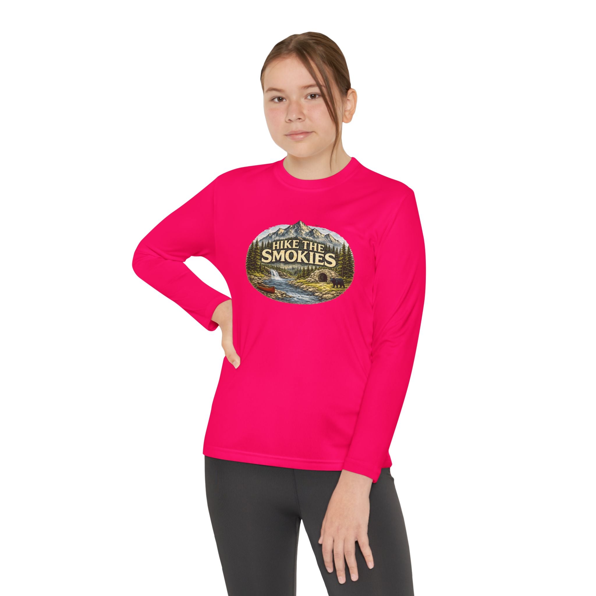 Youth Long Sleeve Tee — "Hike the Smokies" Nature Graphic
