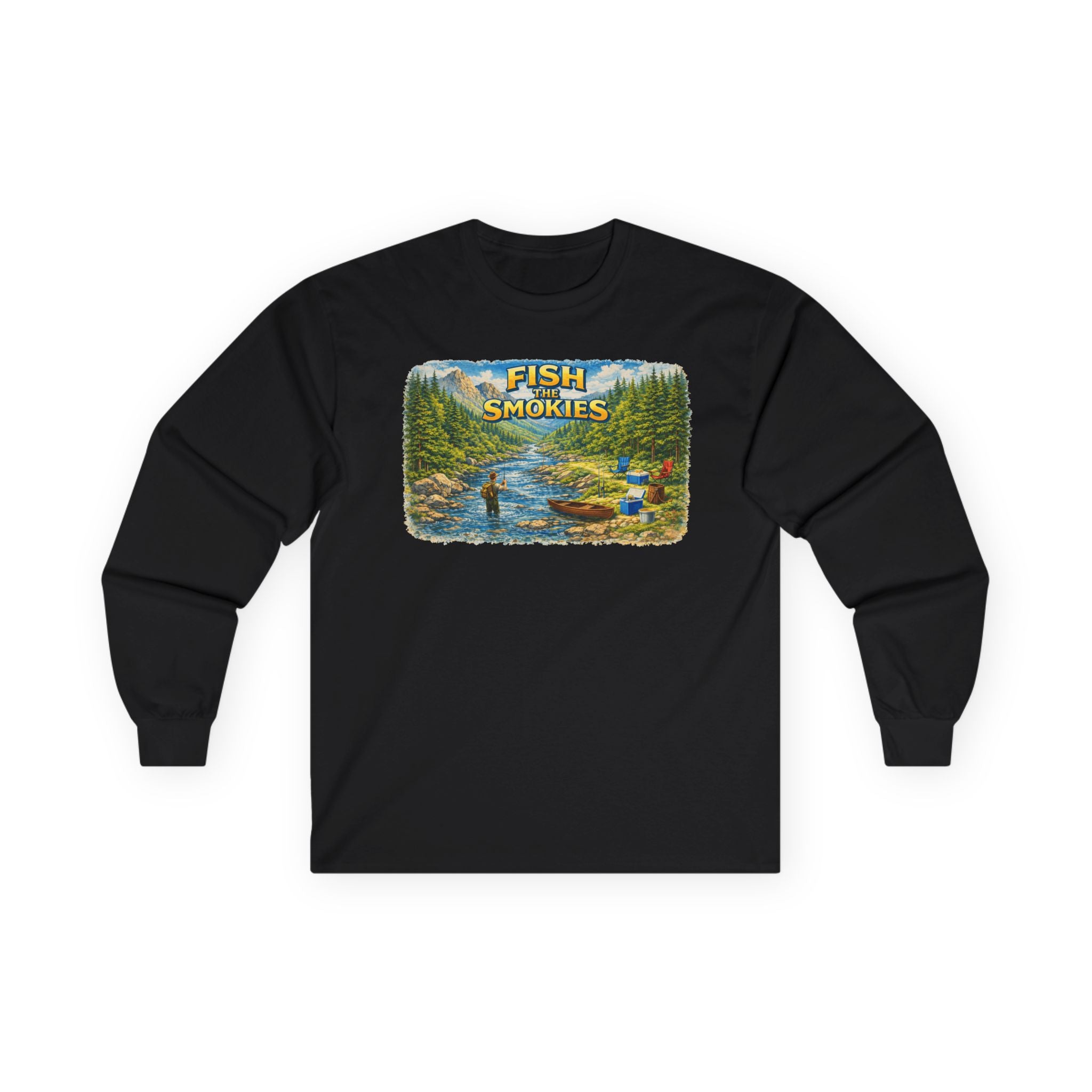 Fish the Smokies Long Sleeve Unisex Tee — Scenic Mountain Fly Fishing Shirt