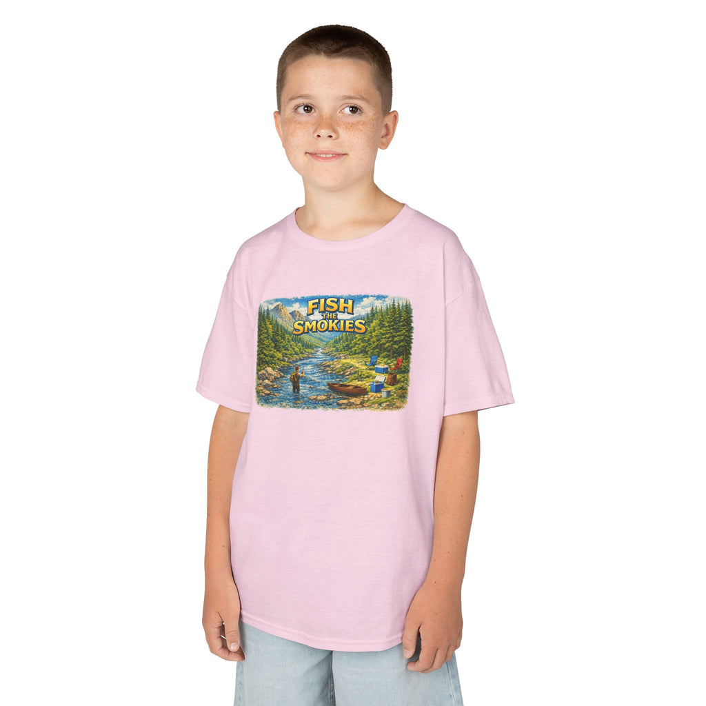 Kids T-Shirt - 'Fish The Smokies' River Fishing Graphic Tee for Outdoorsy Kids