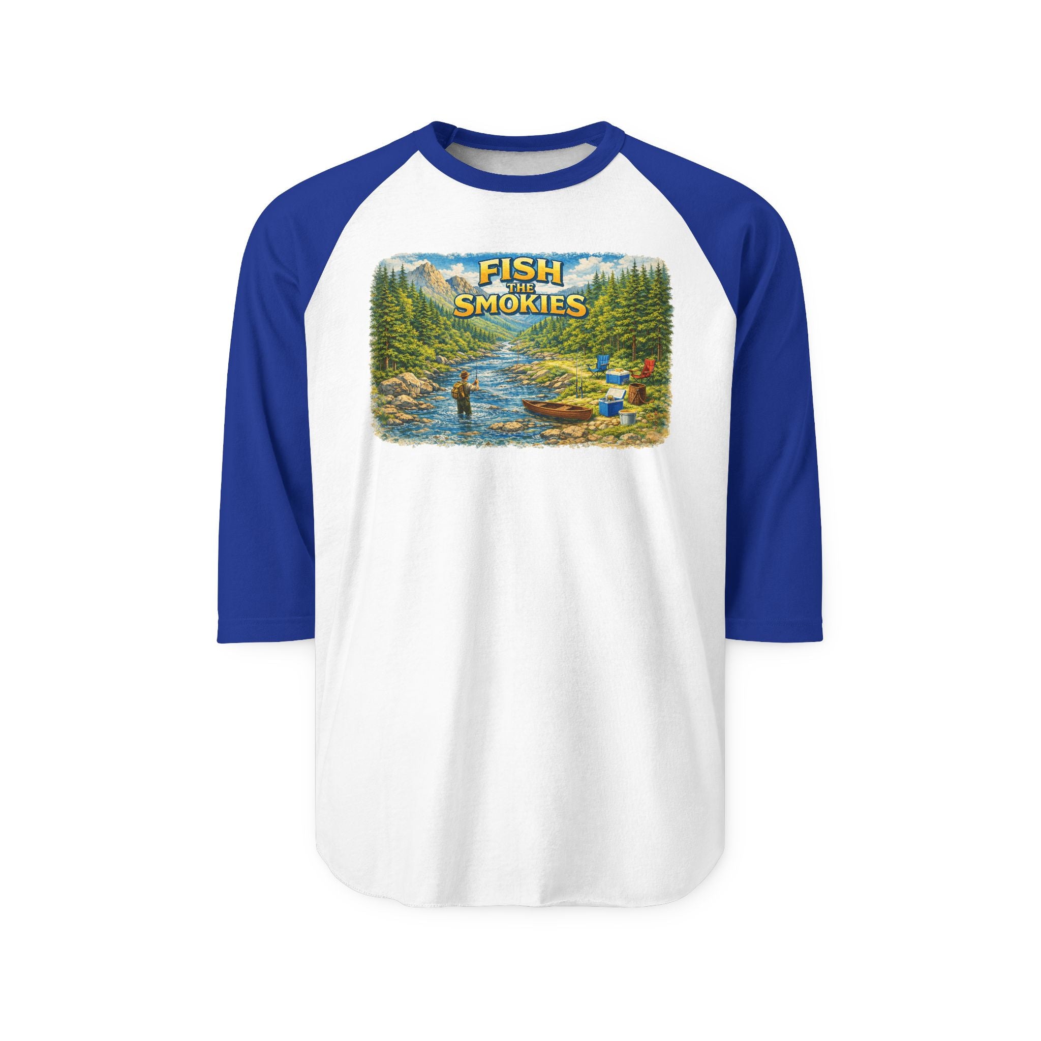 Smokies Fishing Unisex Raglan Shirt - 'Fish the Smokies' 3/4 Sleeve Outdoor Tee