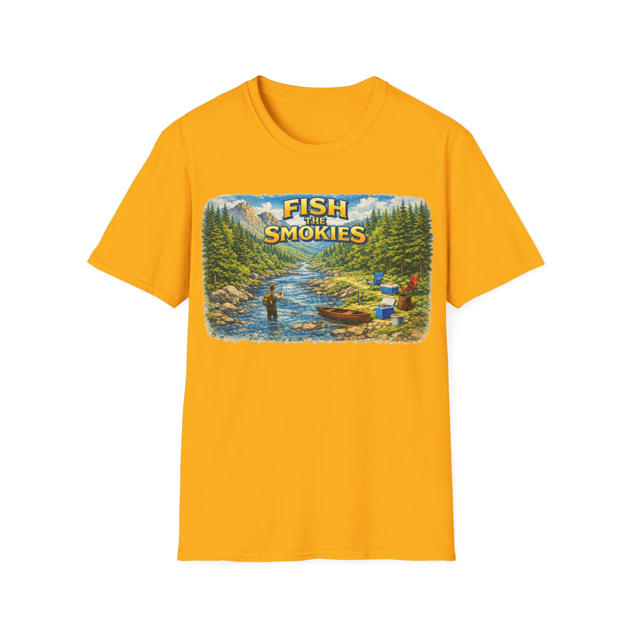 Fish the Smokies Unisex T-Shirt — Scenic Fishing River Graphic Tee