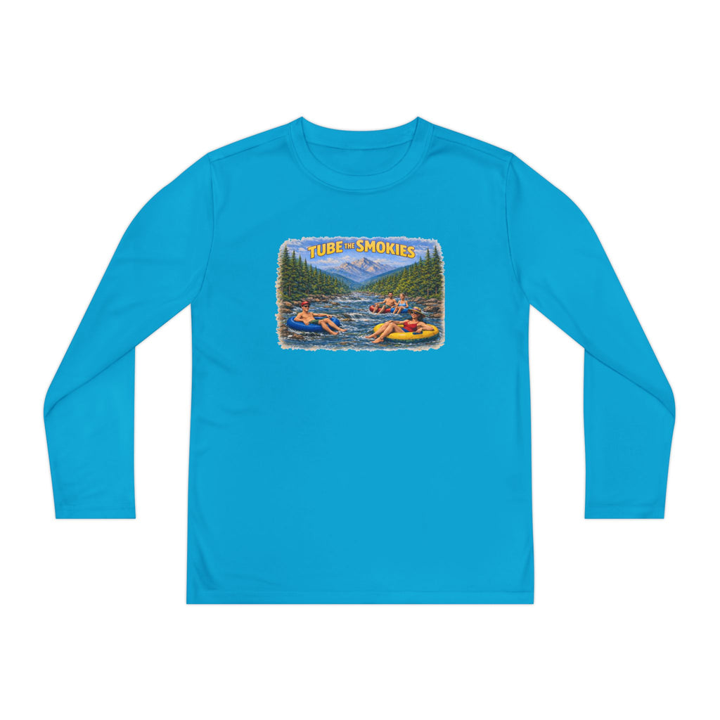 Youth Long Sleeve Tee — Tube the Smokies River Tubing Graphic