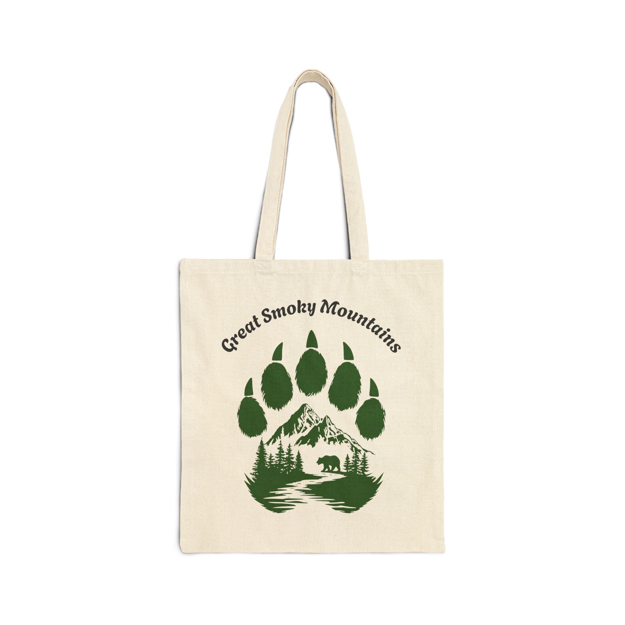 Great Smoky Mountains Bear Paw Canvas Tote Bag
