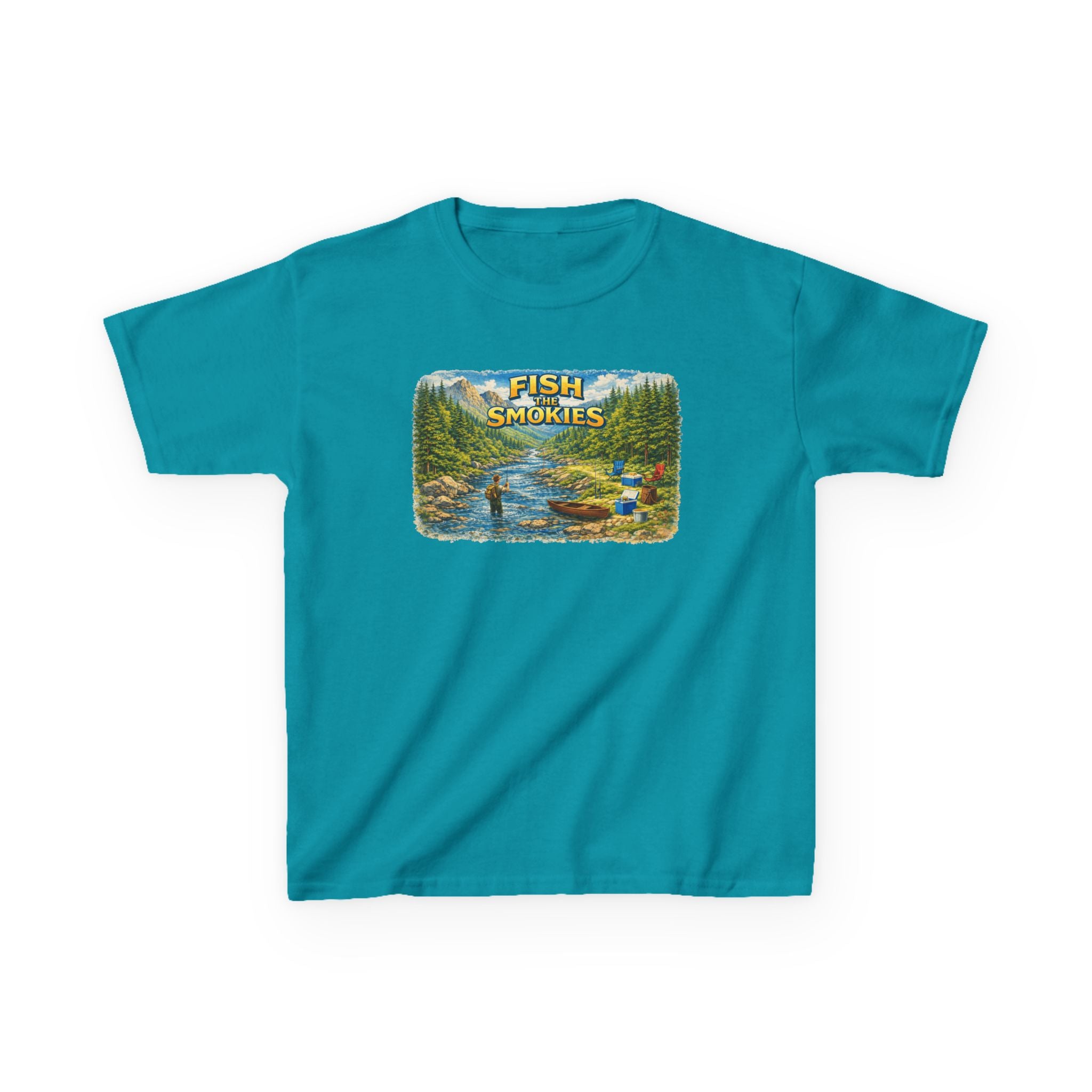 Kids T-Shirt - 'Fish The Smokies' River Fishing Graphic Tee for Outdoorsy Kids