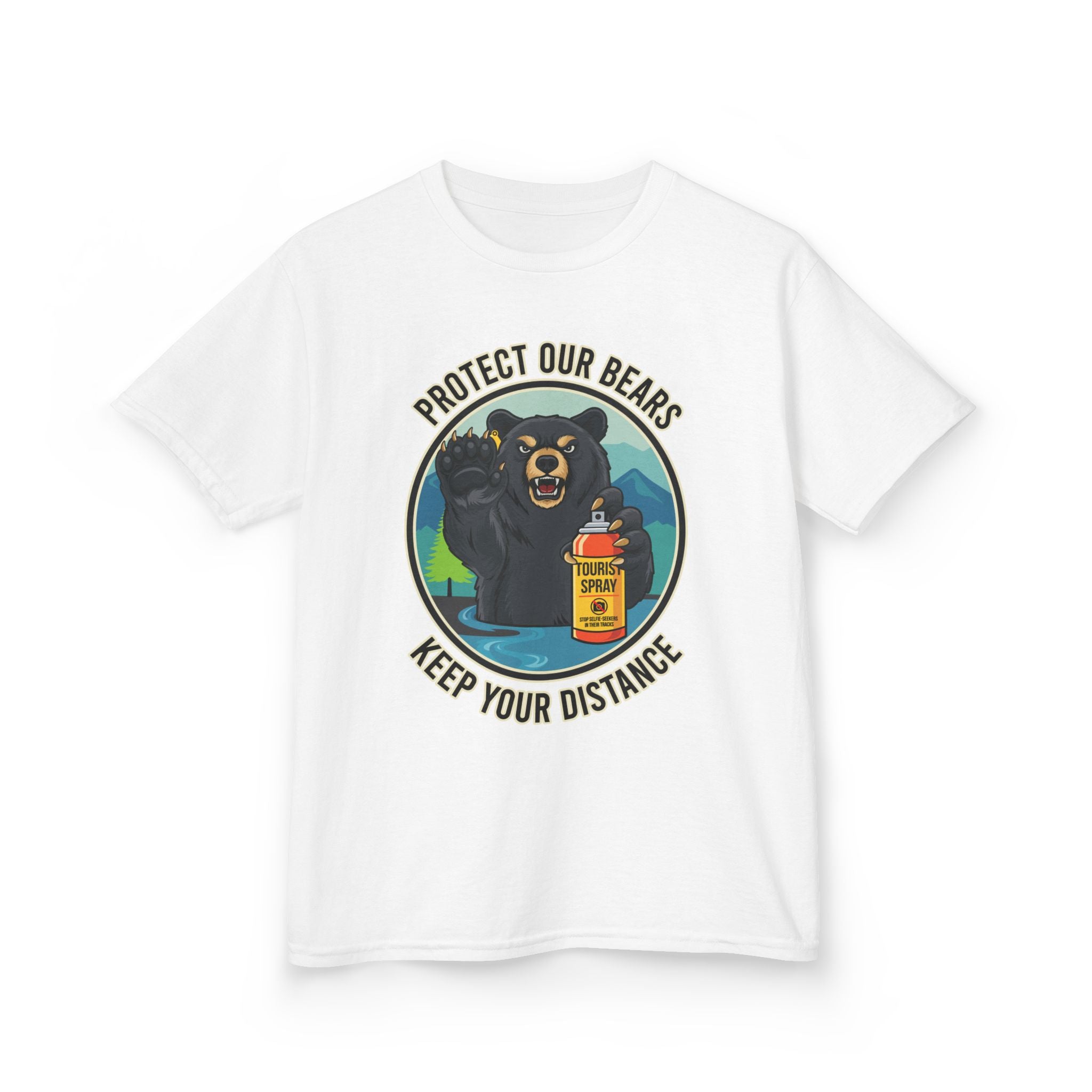 Kids T‑Shirt — "Protect Our Bears, Keep Your Distance" Cute Bear Conservation Tee