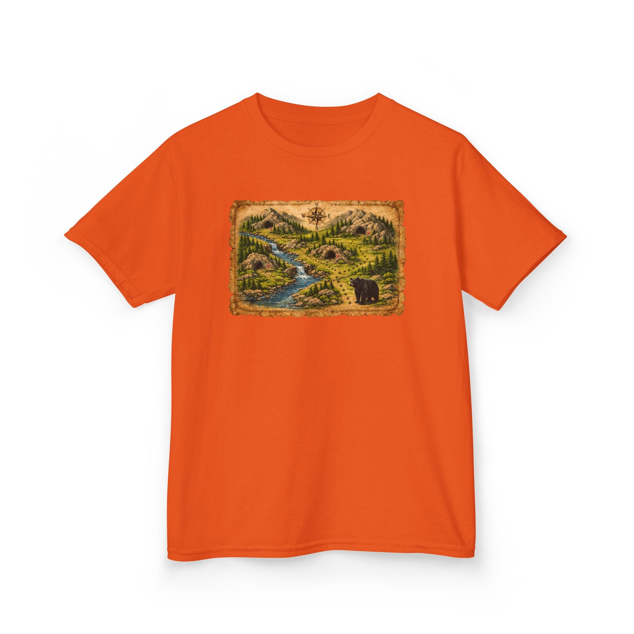 Kids Tee — Bear Cave Treasure Map "Which Cave Has the Bear?"